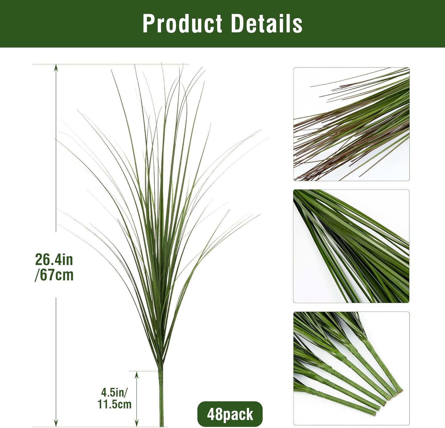 48PCS Fake Plants Artificial Wheat Grass Greenery Plastic Plants Fake Grass Artificial Plants for Outdoor Decor Artificial Grass Plant with Greenery Stems for Indoor Home Decoration 26.4"