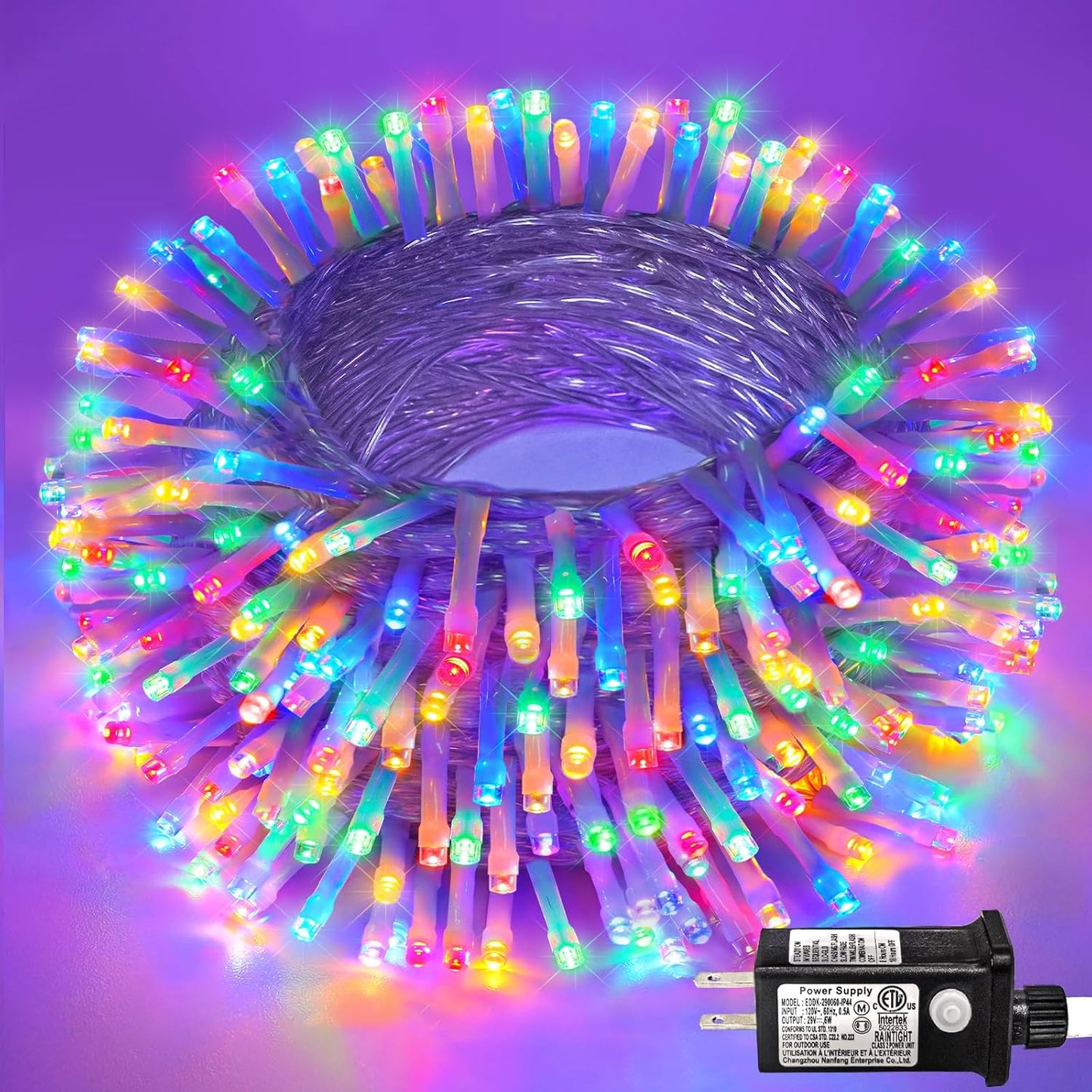 250 LED Christmas Lights Indoor Outdoor, 82ft 8 Modes Clear Wire Christmas String Lights Indoor, Plug in Twinkle Fairy Lights for Bedroom Tree Christmas Decorations, Multicolor