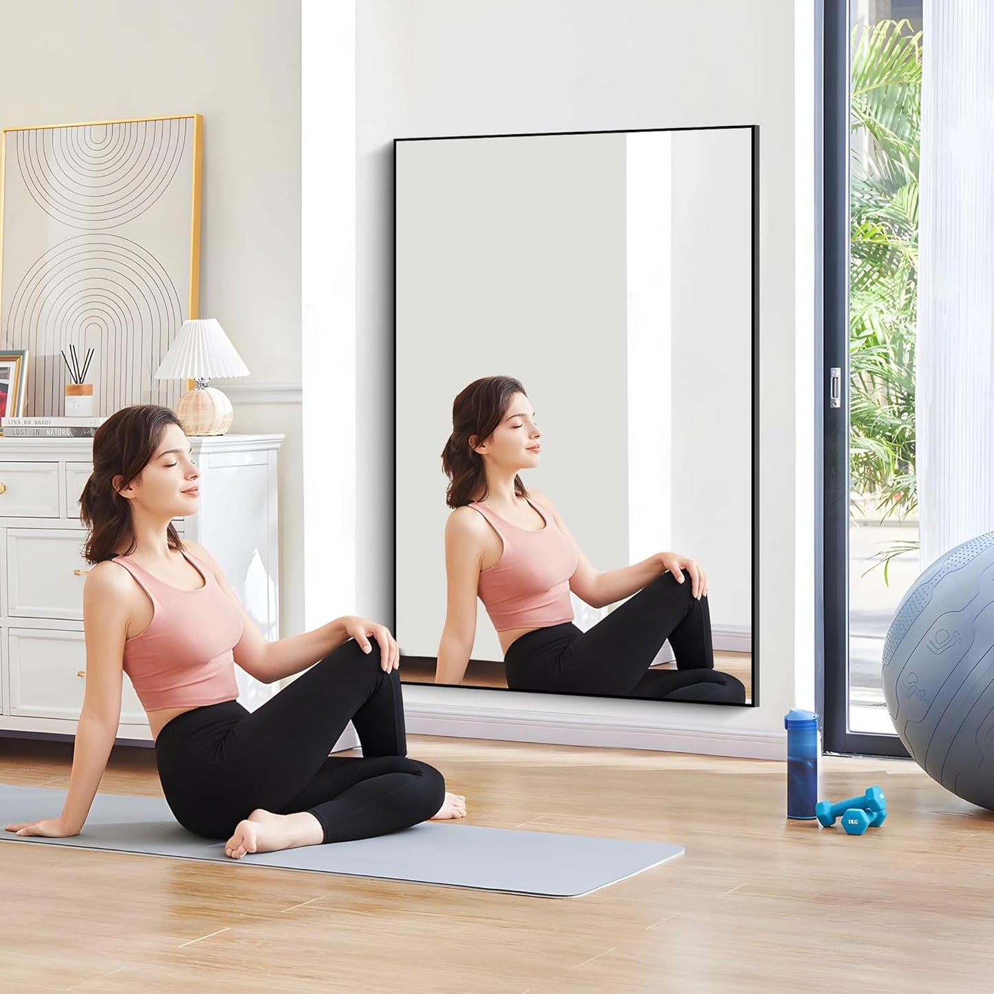 Black Bathroom Mirror for Wall, 60x36 Inch Rectangle Mirrors with Metal Frame, Large Modern Vanity Wall Mirror for Bathroom Living Room, Entryway Hangs Horizontal or Vertical