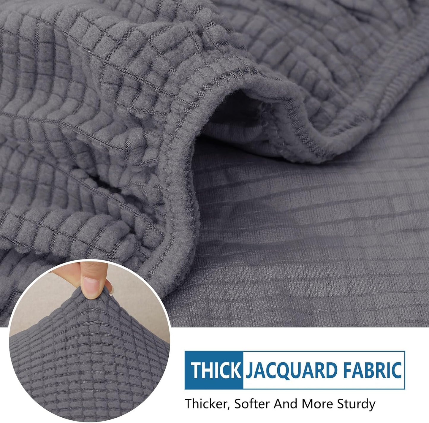 hyha Waterproof Couch Cushion Covers for Pets, Non Slip Sofa Cover for Dogs Washable, Soft Thick Stretch Jacquard Fabric, Sofa Slipcovers with Elastic Bottom (1 Piece for Backrest M, Middle Grey)