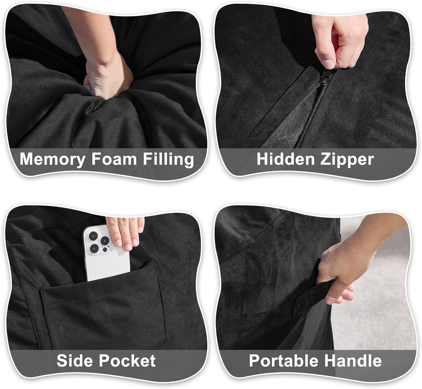 Hobestluk 5FT Bean Bag Chair Giant Bean Bag Chairs for Adults Large Bean Chairs with Removable Cover, Beanbag Chair with Filler, Adult Bean Bag Chairs for Living Room, Bedroom