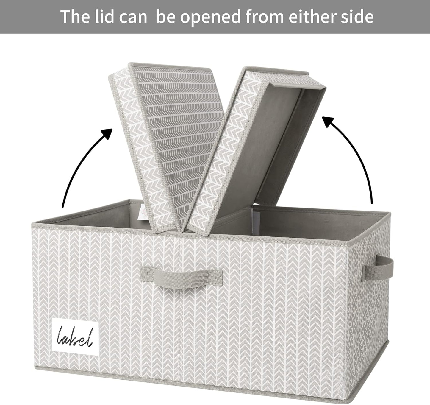 GRANNY SAYS Closet Storage Bins with lids, Fabric Storage Box with Lid, Clothes Bins Storage for Closet, Shelf Baskets for Living Room Wardrobe Shelves, Jumbo, Gray/White, 1-Pack