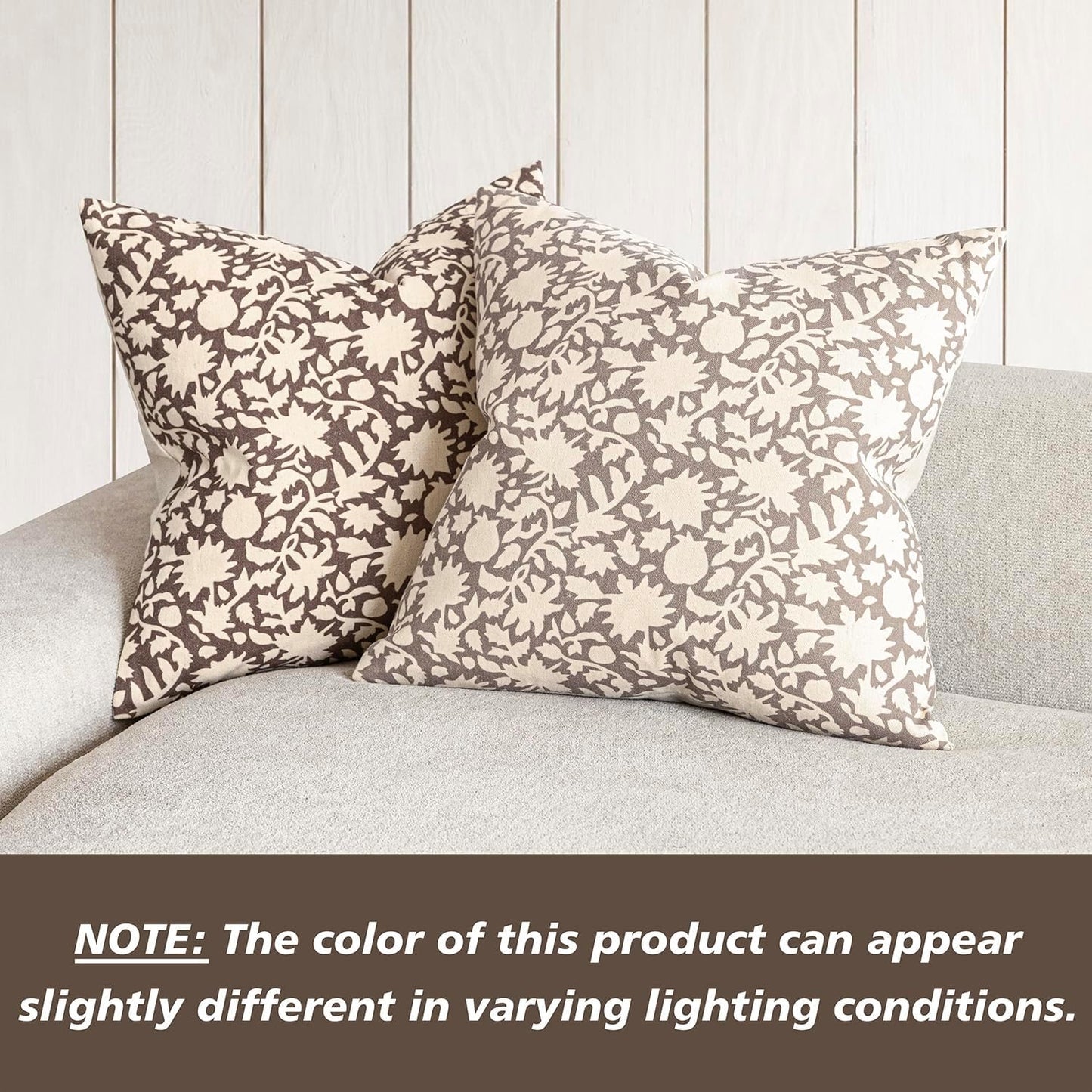 Foindtower Set of 2 Decorative Neutral Floral Throw Pillow Covers Accent Farmhouse Cushion Covers Boho Vintage Pillowcase for Couch Sofa Bedroom Living Room Home Decor Outdoor,22×22 Inch,Brown