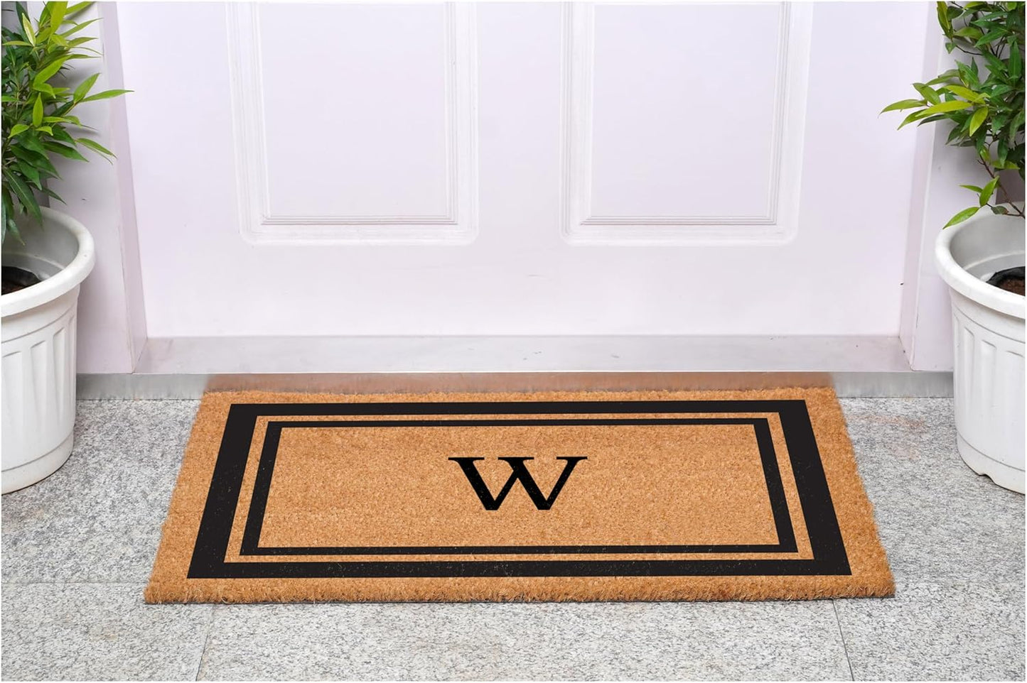 Calloway Mills 152962436W Black Border 24" x 36" Monogram Doormat, (Letter W)
