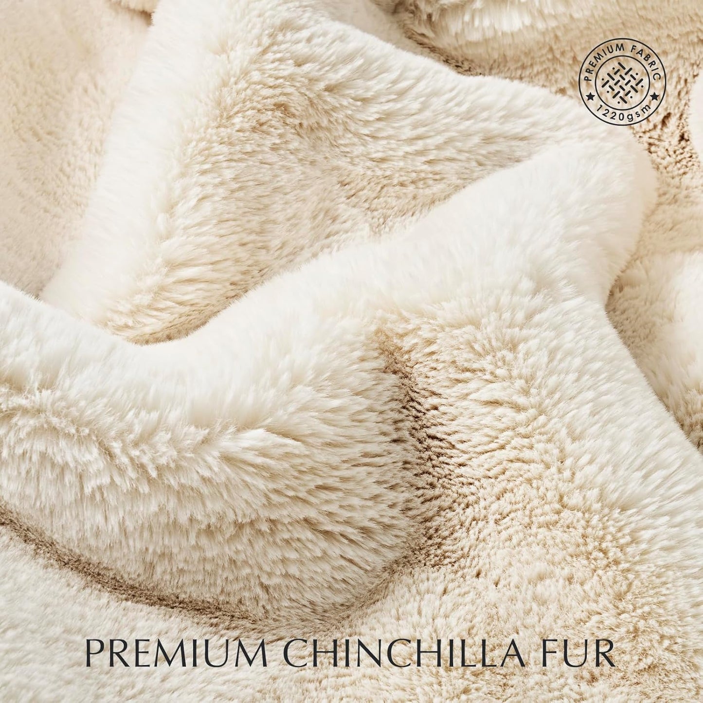 Luxury Soft Faux Chinchilla Fur Throw Blanket for Couch, Warm Thick Heavy Winter Throw Blanket 1220GSM for Bed, Fluffy Cozy Mink Blanket with Reversible Velvet, Arctic White, 50"x60"