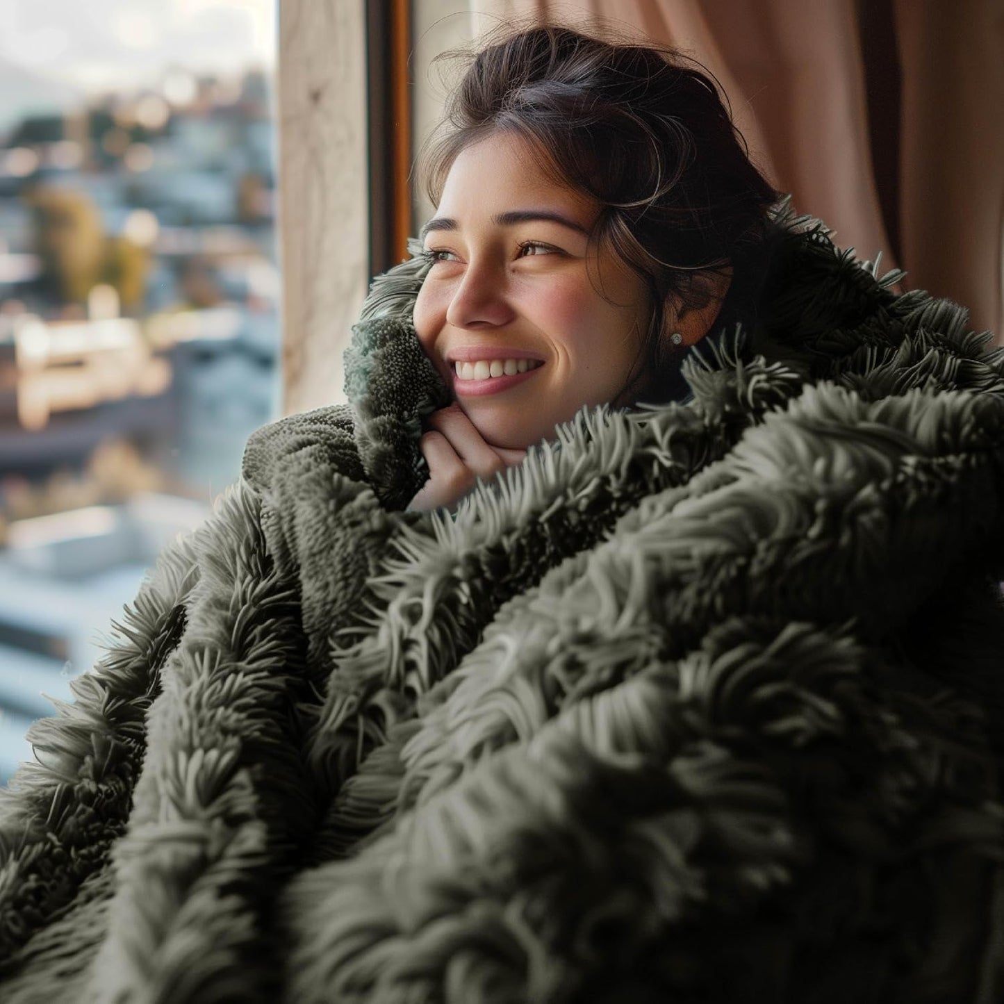 Bedsure GentleSoft Fluffy Olive Green King Size Blanket for Bed, Thick Soft Sherpa Faux Fur Fleece Bedding Fuzzy Plush Winter Warm Heavy Large King Blanket, Cozy Olive Gifts for Men Women, 108x90