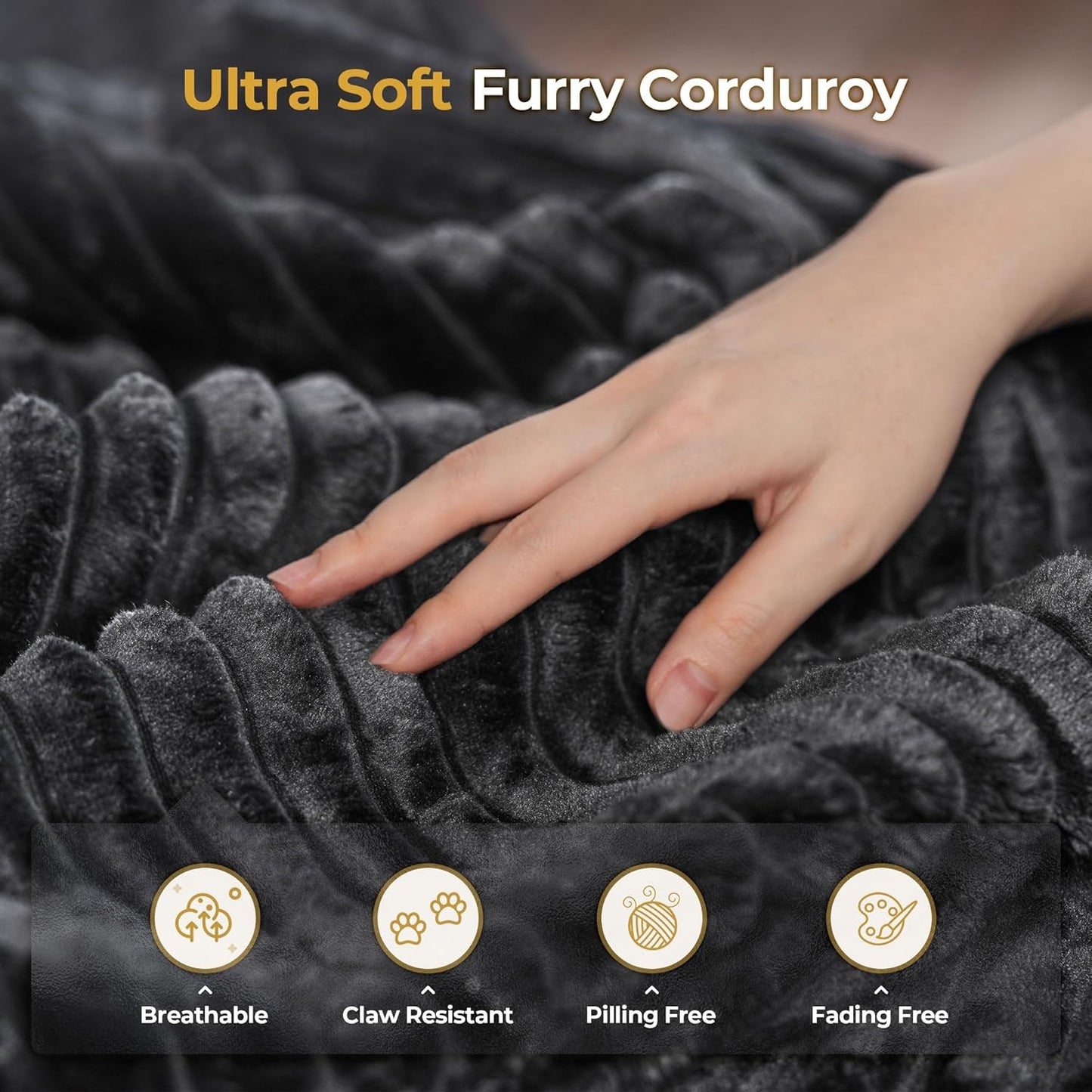 HOOOWOOO Modular Sectional Sofa,5 Pieces Sectional Couches for Living Room,98X55 L Shaped Cloud Couch with Ottoman Chaise Set(Black Velvet Corduroy)