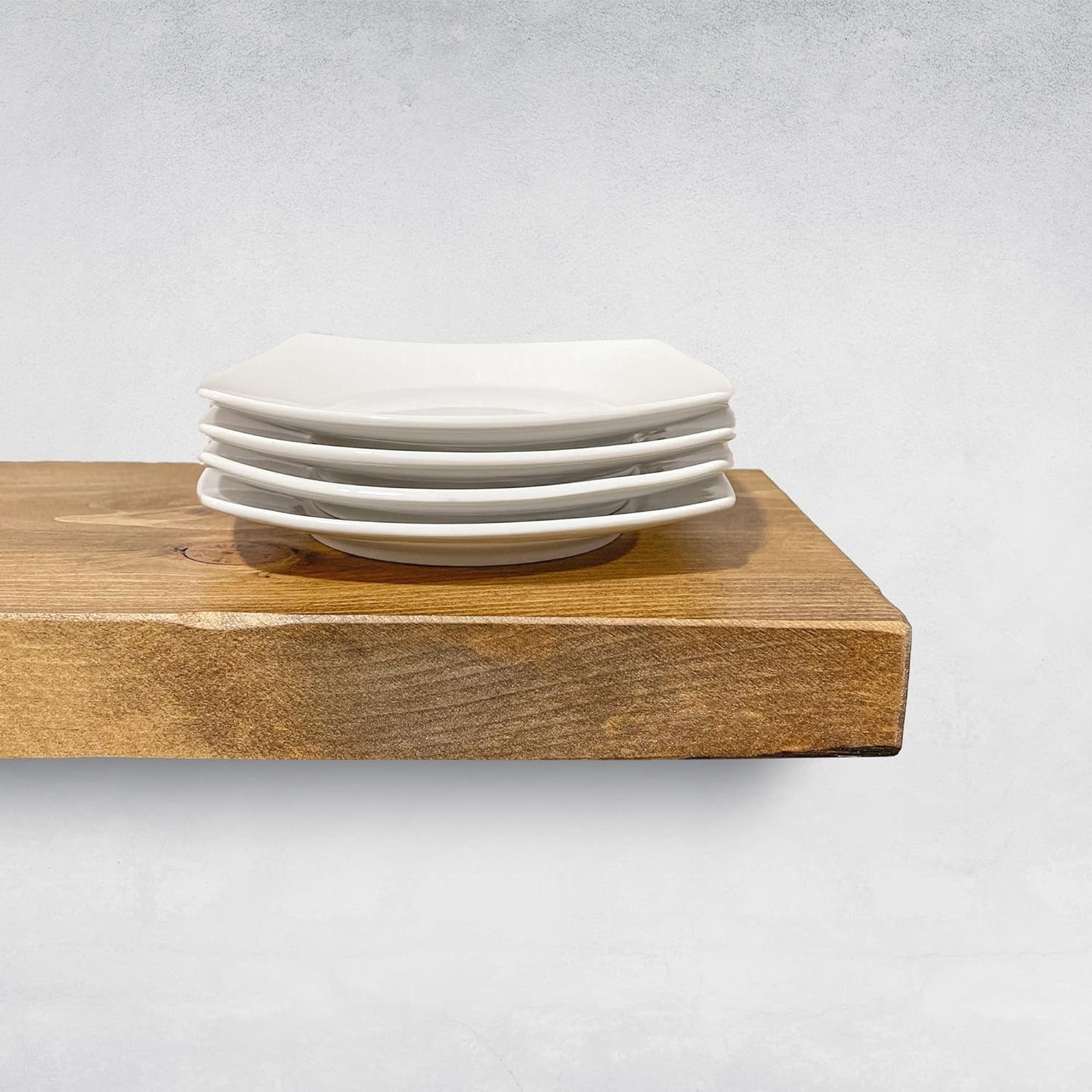 URBANDI, Rustic Floating Shelves, Set of 2, Hidden Bracket, Solid Wood, Heavy Duty, Wall Mounted Shelves, (Brown, 12Wx6D)