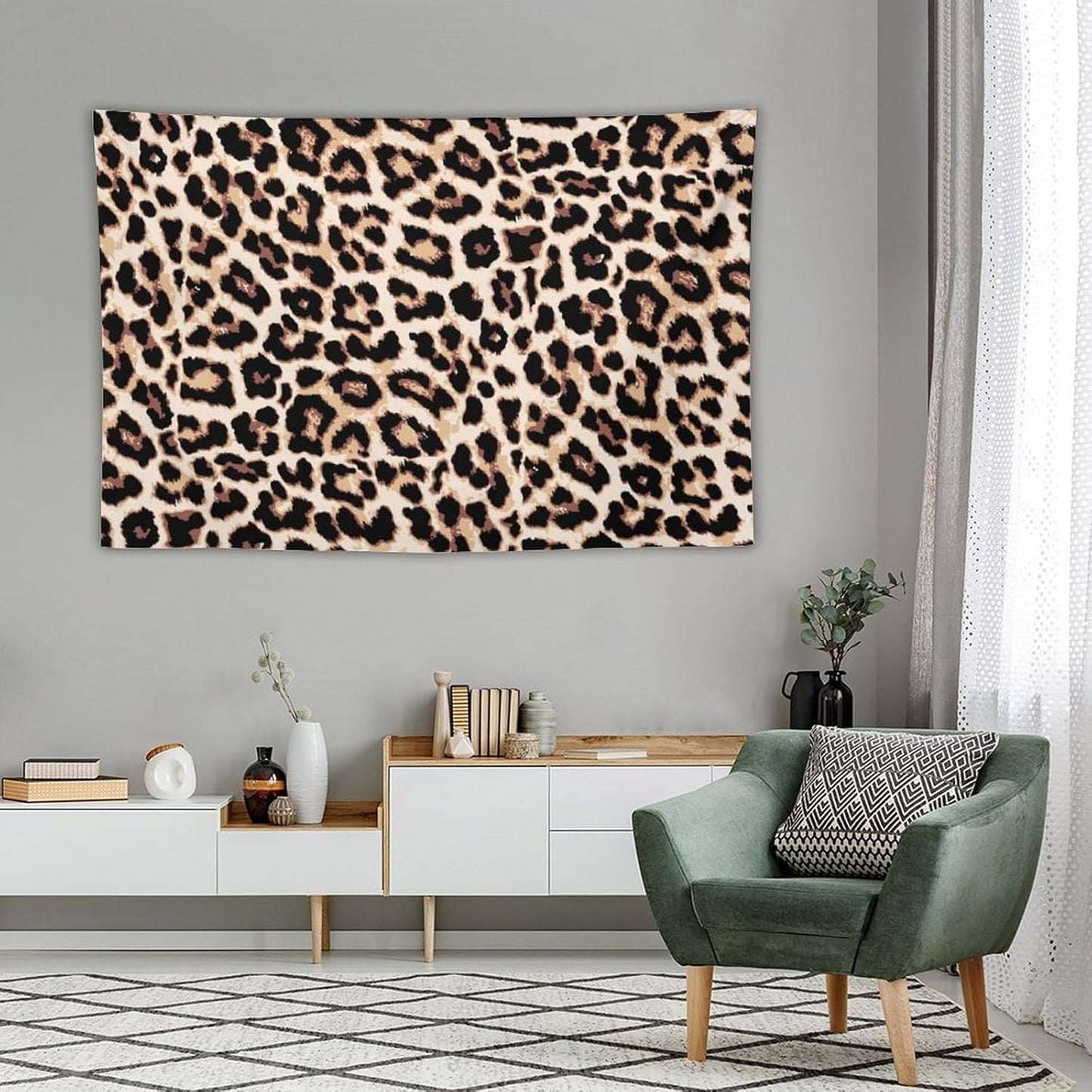 HZOHNAGO Leopard Print Tapestry Rustic Brown Leopard Wild Animal Printed Wall Tapestry Painting Wall Hanging for Bedroom Living Room Dorm 90" W x 60" H