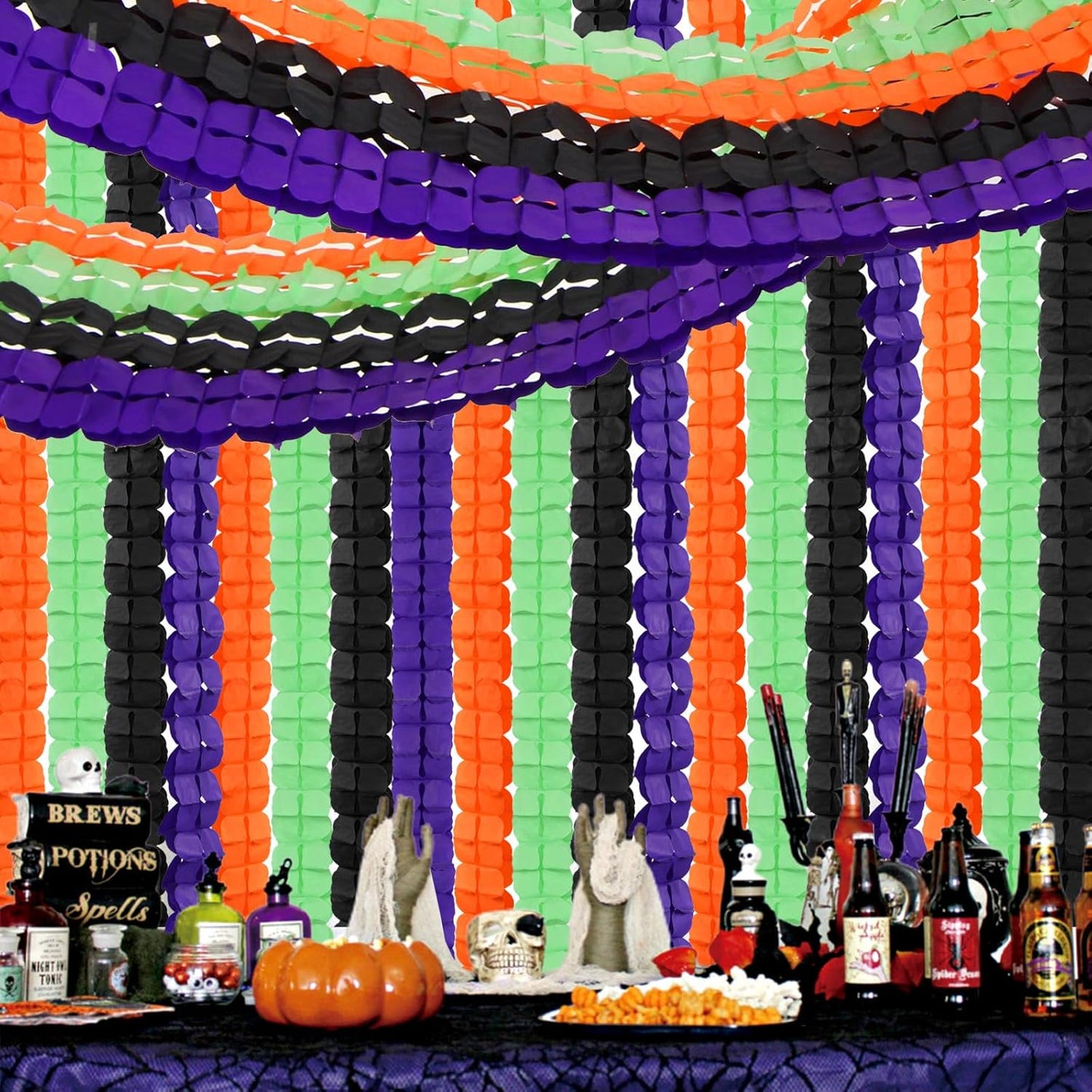 Black-Purple Orange Green Halloween Party-Decorations - 157Ft Four-Leaf Clover Streamers Garland Hanging Banner,Birthday Wedding Baby Bridal Shower Decor Hugtmr