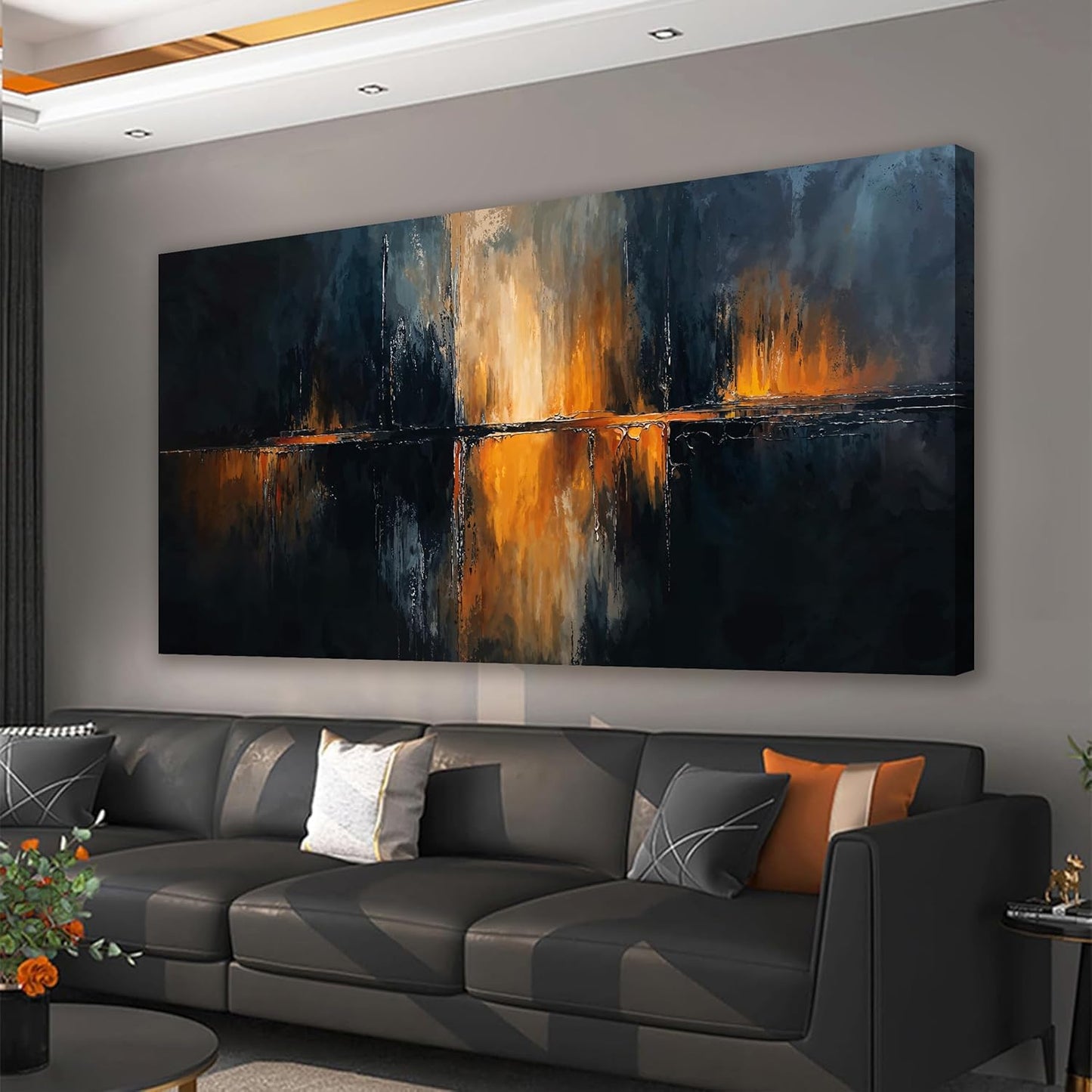 Canvas Wall Art Decor Modern Black Wall Art Prints Abstract Gold Wall Art Decorations Art Work for Wall Decor Wall Art Pictures for living Room Abstract Artwork for Walls Home Office Decor 20" X 40"