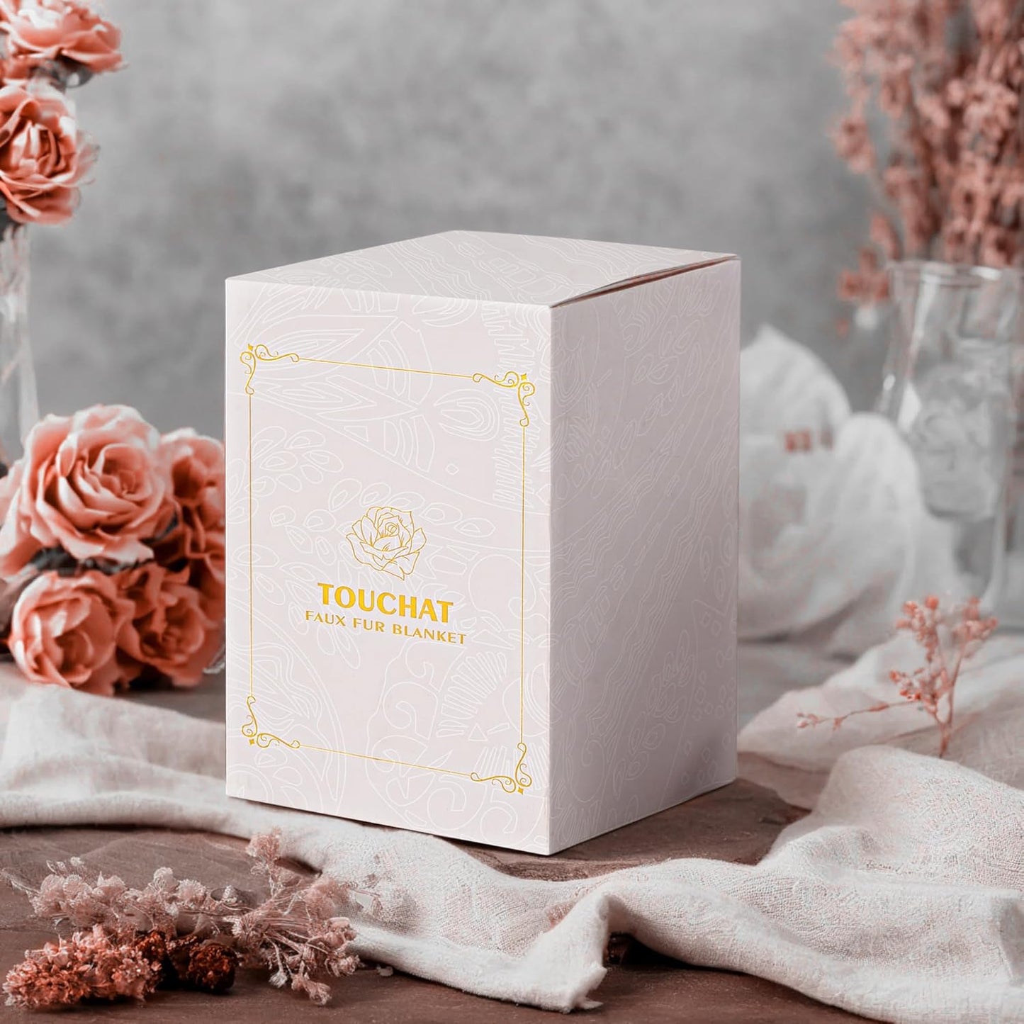 Touchat Ruched Faux Rabbit Fur Throw Blanket, 700 GSM Luxury Dual-Sided Soft Cozy Blanket, Fuzzy Fluffy Plush Blanket for Bed, Couch and Sofa - 50"x60", Tie-dye Gray