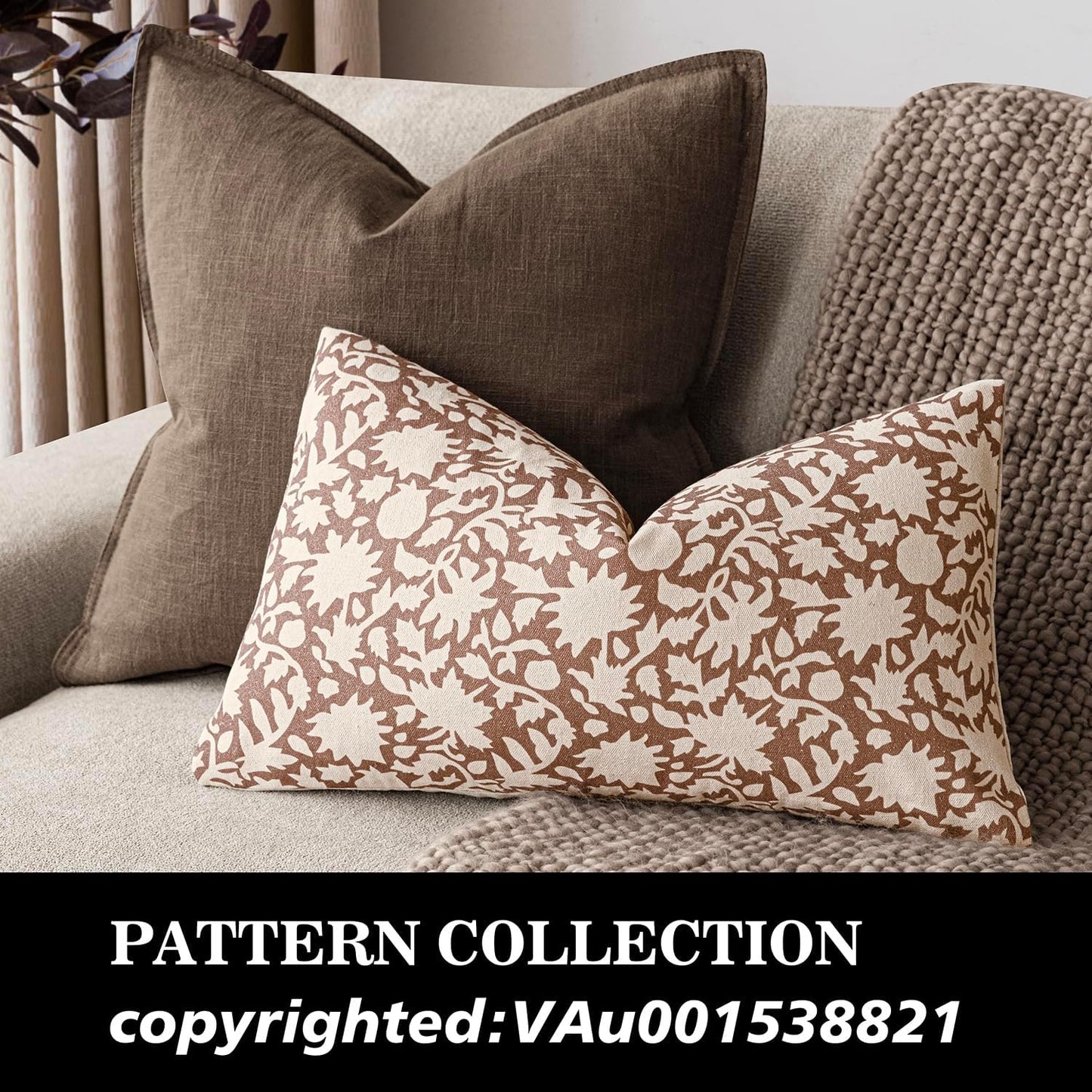 Foindtower Set of 2 Decorative Neutral Floral Throw Pillow Covers Accent Farmhouse Cushion Covers Boho Pillowcase for Couch Sofa Bedroom Living Room Home Decor Outdoor,12×20 Inch,Light Orange Brown