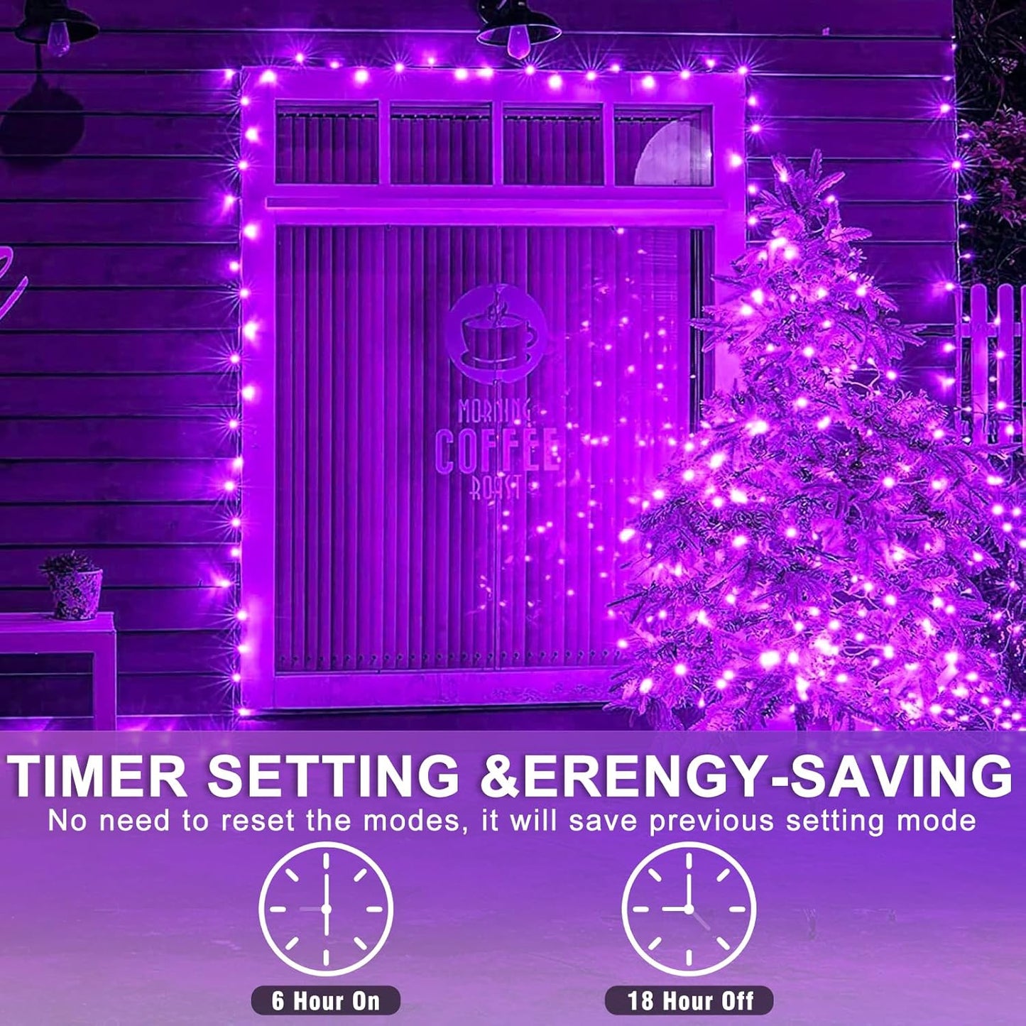 250 LED Purple Halloween Lights, 82 FT Christmas Lights Indoor Outdoor 8 Modes Plug in Waterproof Purple String Lights for Tree Christmas Halloween Thanksgiving Decorations