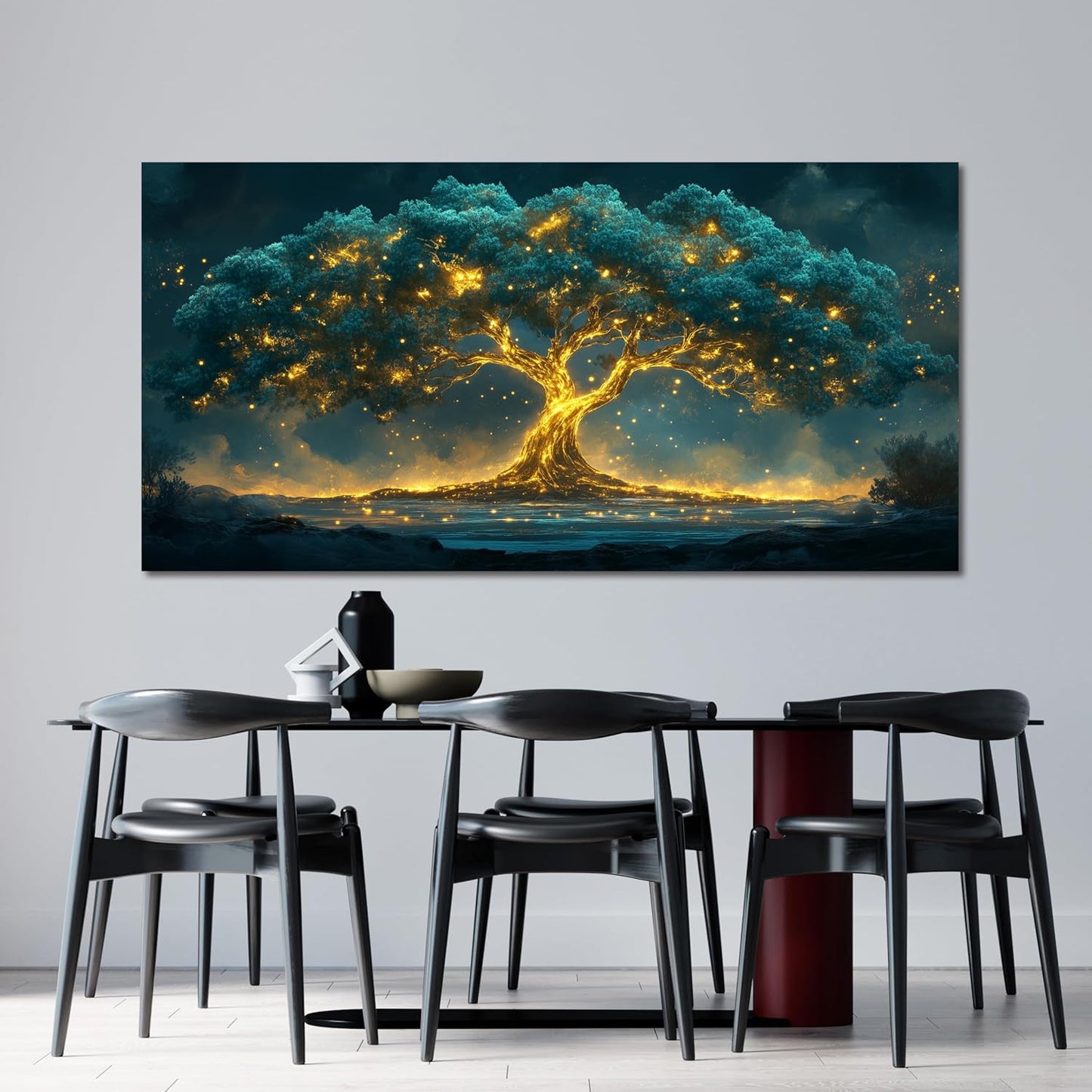 Canvas Wall Art Decor Artwork for Walls Green Wall Art Decor Large Tree of Life Wall Art for Living Room Wall Art Paintings Prints Gold Tree Wall Decor Art Art Work for Home Office Wall Decor 29"X58"