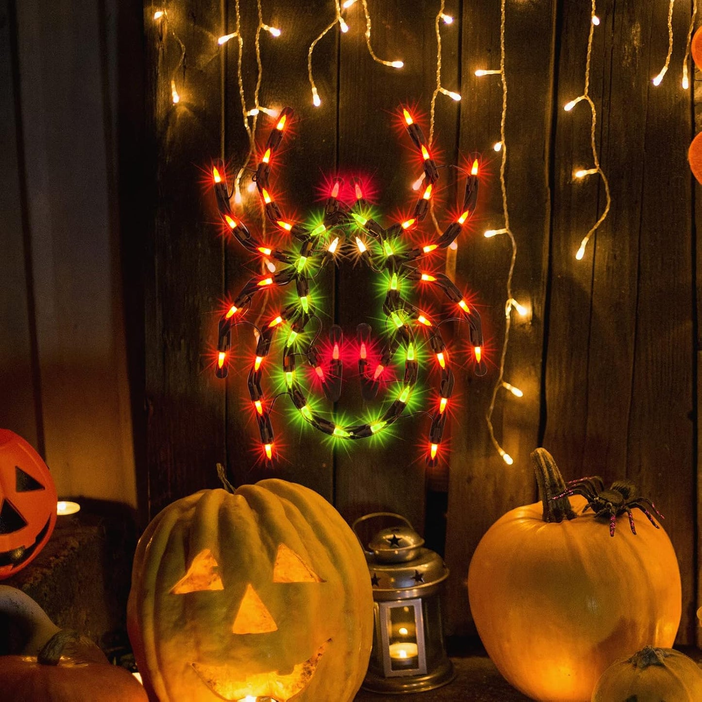 12.8" Lighted Spider Halloween Window Silhouette Decoration,Halloween Lighted Window Decoration,Hanging Light Up Holiday Ornament(Spider Light)