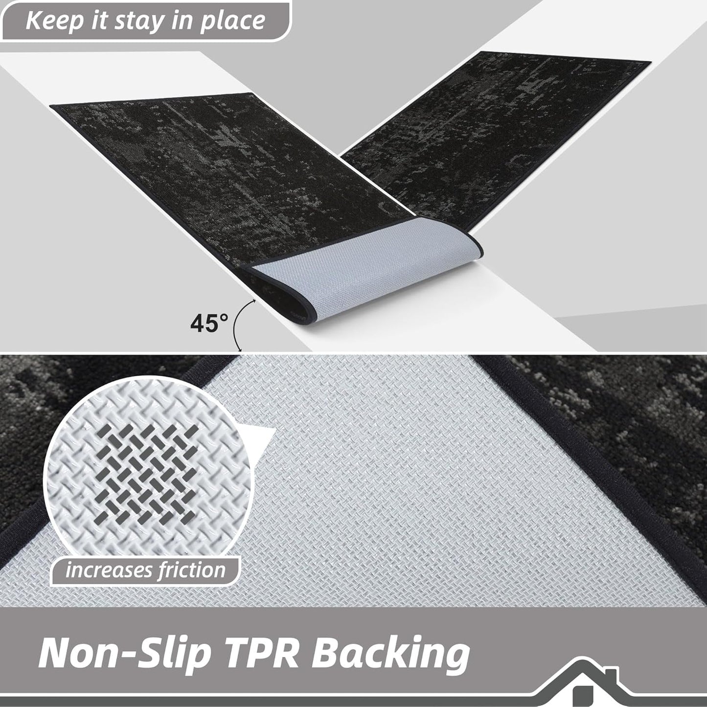 BEQHAUSE Dirt Trapper Door Mat 20"x32" Non-Slip Door Mats Washable Entryway Rugs Stain Resistant Doormat Absorbent Welcome Floor Mat for Front Back Door, Muddy Wet Shoes & Paws,Black