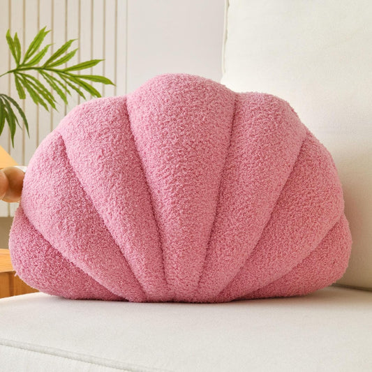 Seashell Throw Pillows, Shell Shaped Throw Pillows, Soft Home Decorative Pillow Plush Cushion for Bed Couch Living Sofa Room Decor Accent Throw Pillow (13x10 Inch, Pink Purple)