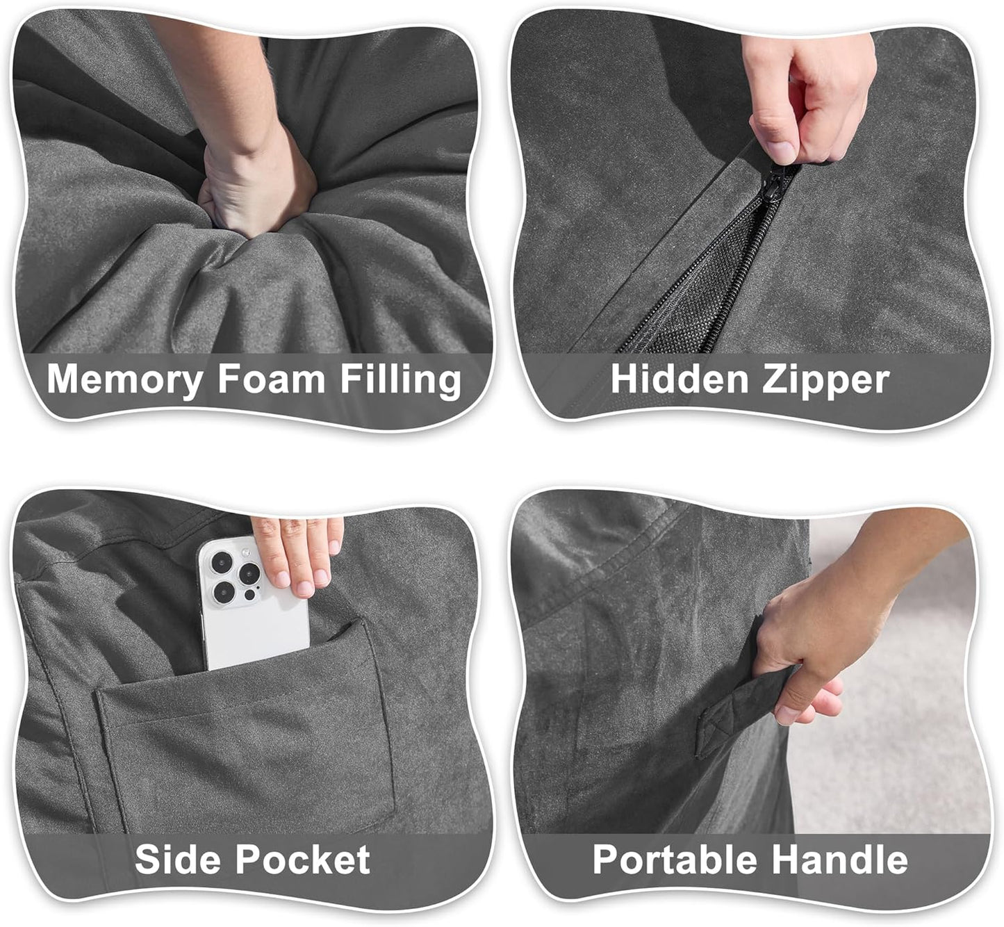 Hobestluk 4FT Bean Bag Chair Giant Bean Bag Chairs for Adults Large Bean Chairs with Removable Cover, Beanbag Chair with Filler, Adult Bean Bag Chairs for Living Room, Bedroom