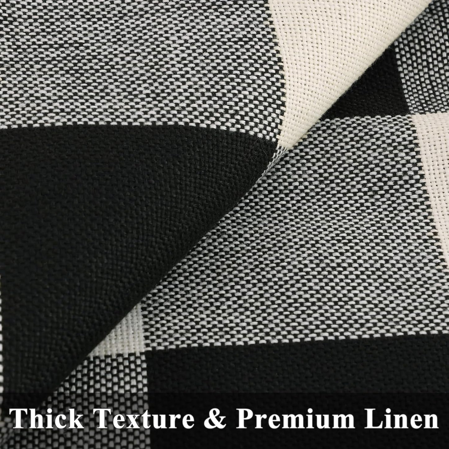 decorUhome Buffalo Plaid Check Throw Pillow Covers 20x20 Set of 2, Outdoor Decorative Farmhouse Neutral Pillow Covers with Stitched Edge for Bed Couch Sofa, Black and White