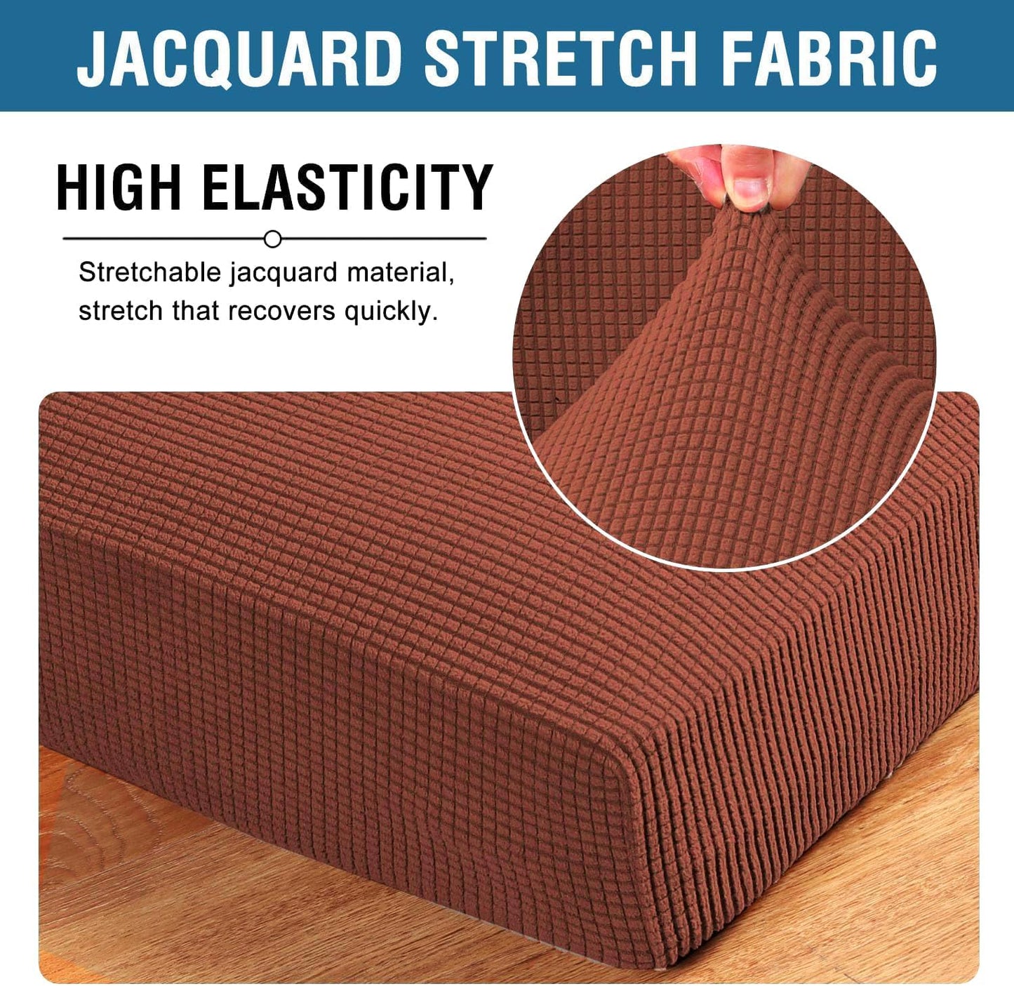 H.VERSAILTEX Super Stretch Individual Seat Cushion Covers Sofa Covers Couch Cushion Covers Slipcover Sets Thick Jacquard Textured Twill Fabric (1 Piece Chair Cushion Cover, Rust)