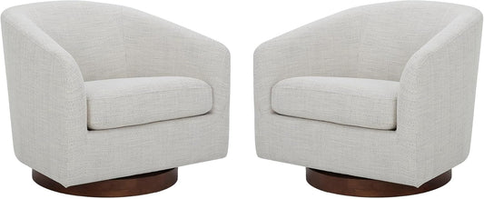 CHITA Swivel Accent Chair, FSC Certified Upholstered Fabric Barrel Chair for Living Room Set of 2, Fully Assembled, Ivory