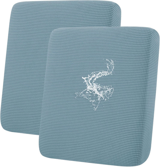 hyha Waterproof Couch Cushion Covers for Pets, Non Slip Sofa Seat Cover for Dogs Washable, Soft Thick Stretch Jacquard Fabric, Sofa Slipcovers with Elastic Bottom (2 Pieces, Lake Blue)