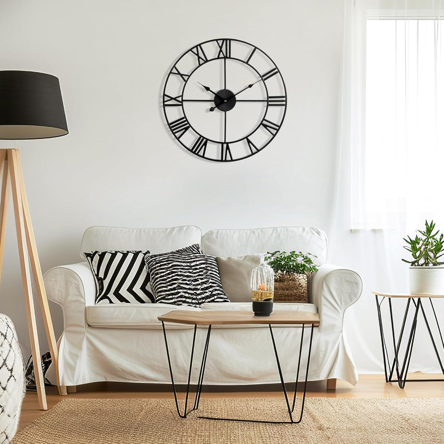 Large Wall Clock for Living Room Decor - 100cm/ 40 Inch Nearly Silent Non-Ticking Metal Wall Clocks Battery Operated, Vintage Decorative Modern Wall Clock for Bedroom, Office, Farmhouse Decor