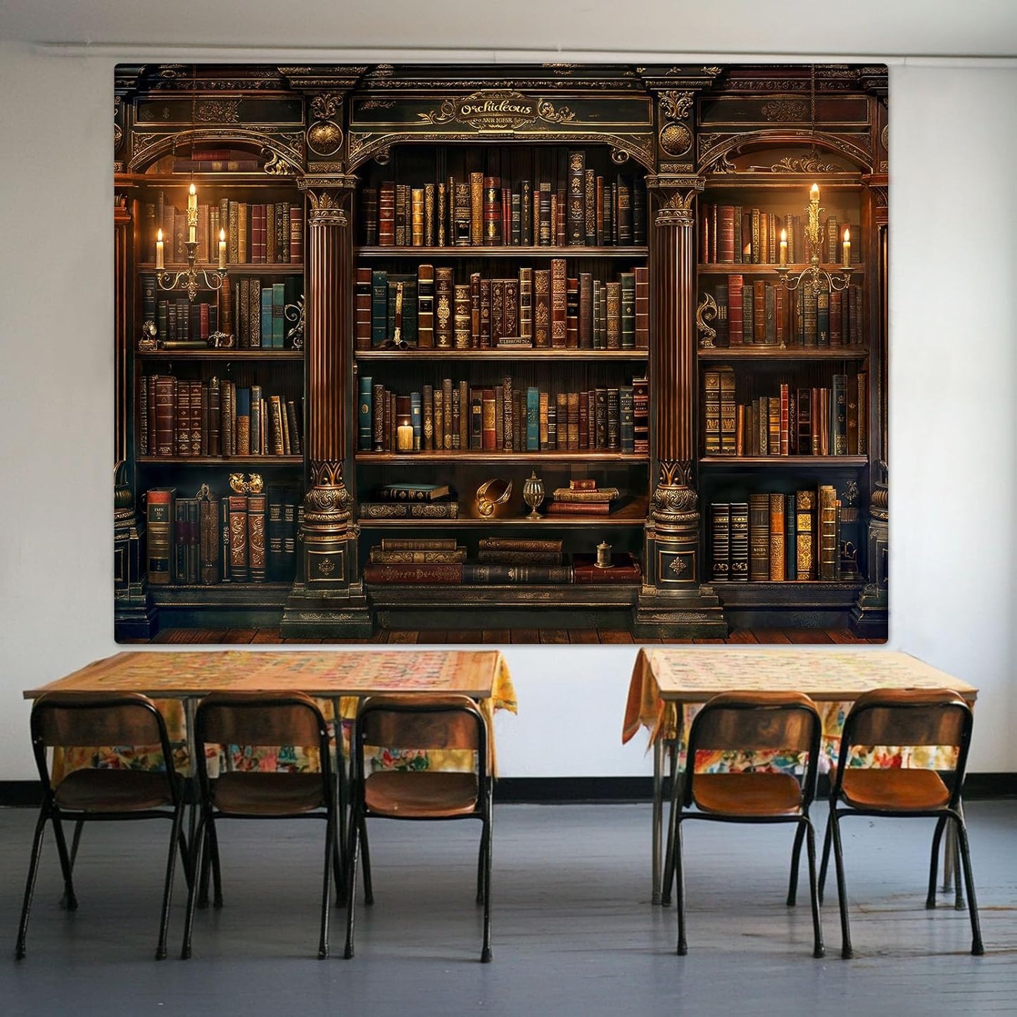 Accnicc Vintage Bookshelf Tapestry Medieval Art Book Tapestries Wall Hanging Gothic Dark Academia Retro Library Backdrop Tapestry for Bedroom Living Room Dorm Study Classroom 90× 68 inch