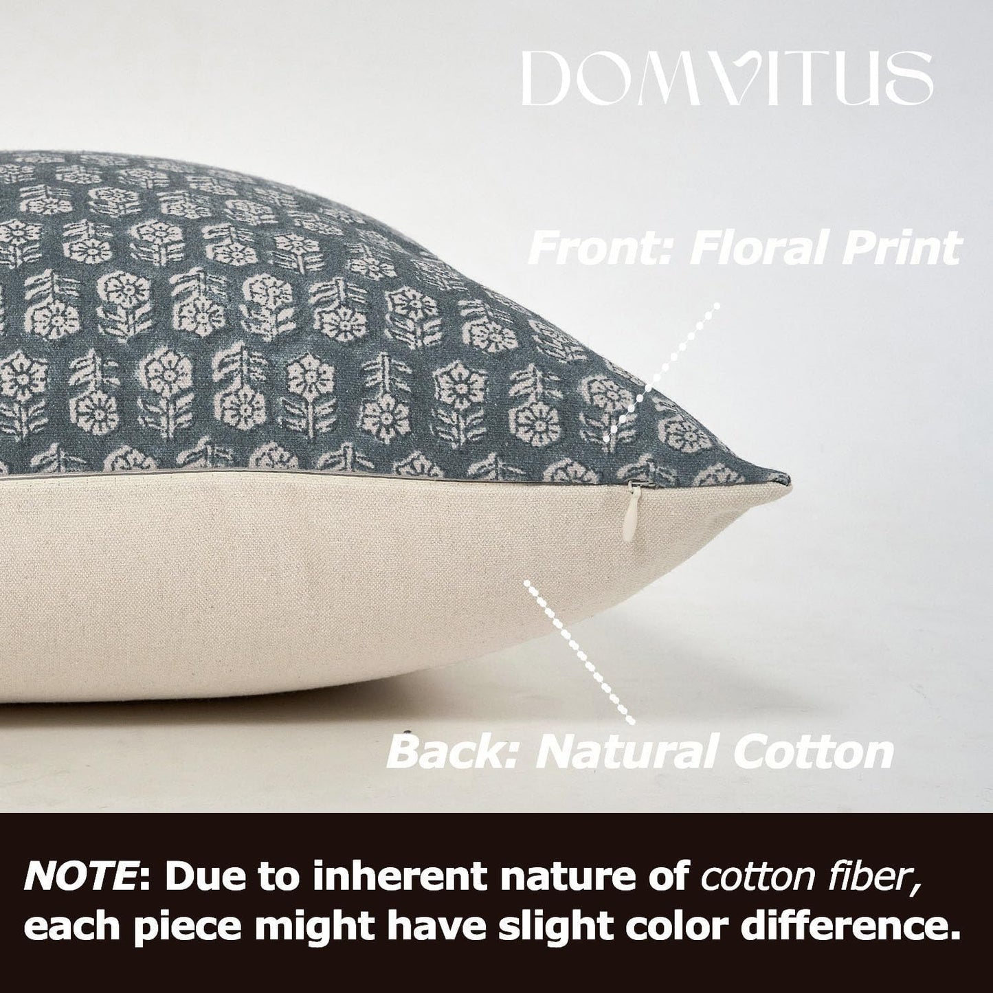 DOMVITUS Floral Pillow Covers Set of 2, 24x24 Pillow Covers, Floral Print Neutral Accent Decorative Pillow Covers for Living Room, Bed, Dusty Blue