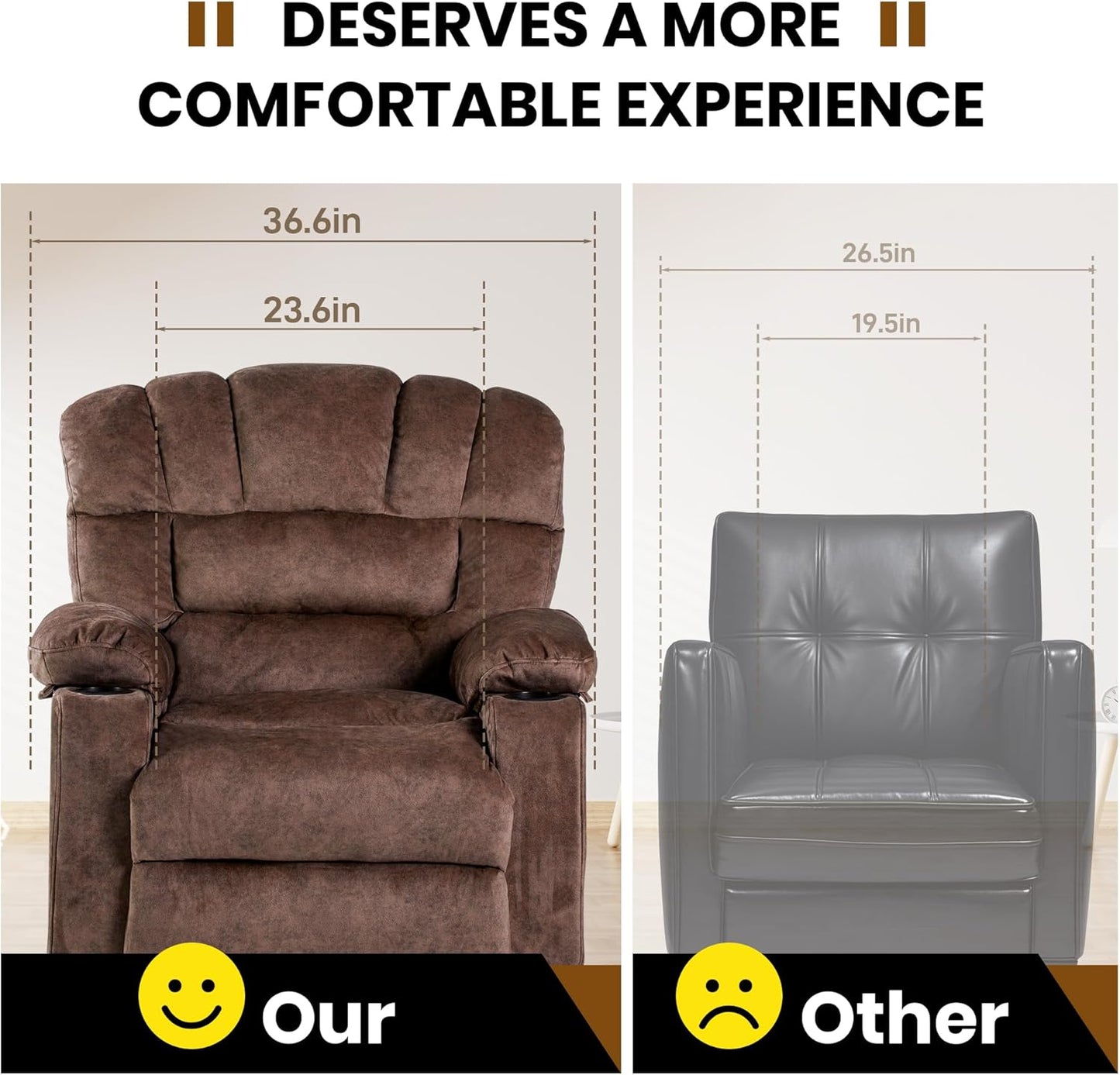 Recliner Chair Manual Modern Ergonomic Lounge Single Sofa Seat Living Room Lounge Recliners on Clearance Foam Filling