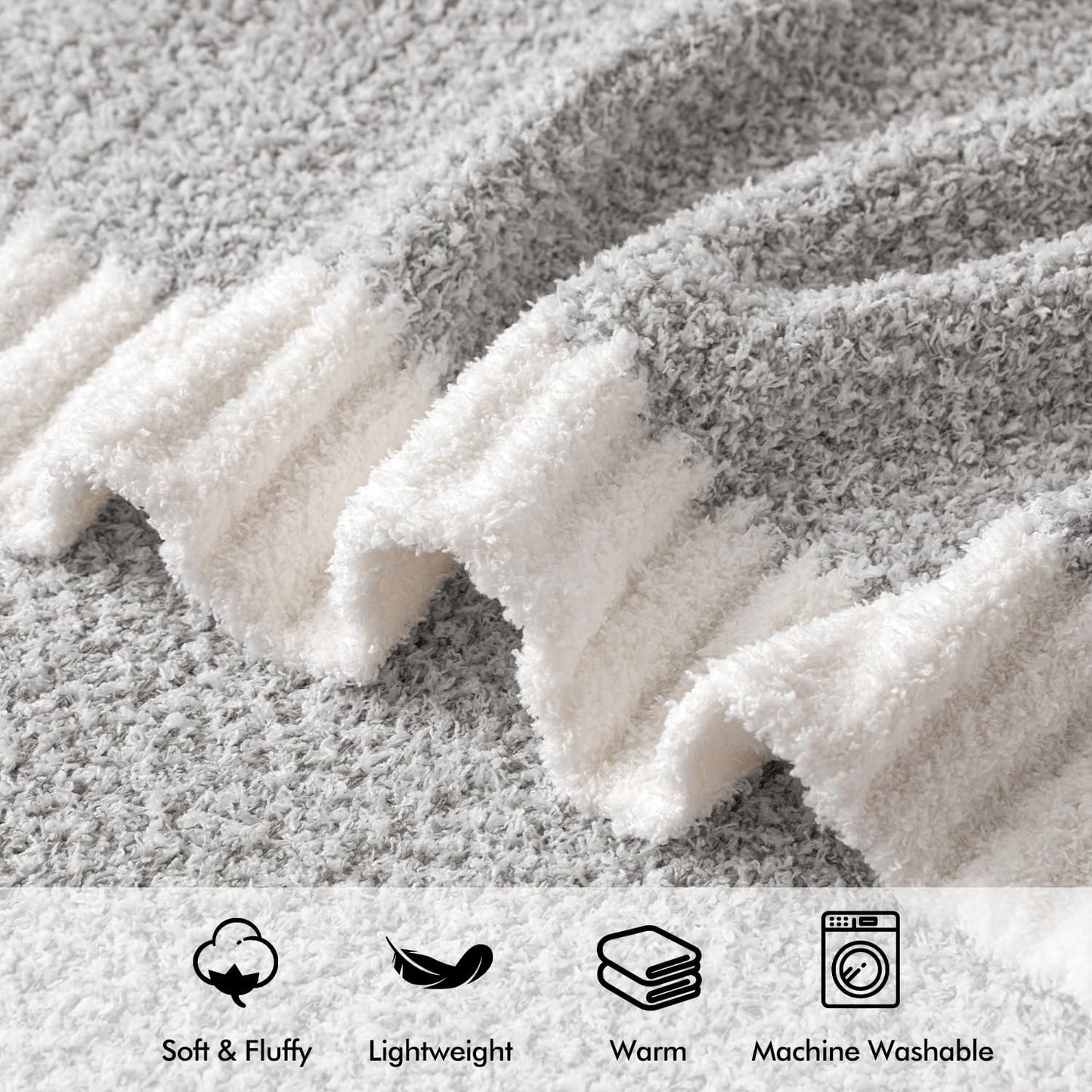 MIULEE Light Grey Super Soft Throw Blanket for Couch, Cozy Fluffy Warm Throws Knit Blankets for Sofa, Bed, Chair, Living Room, Camping, Picnic, 50 x 60 inch