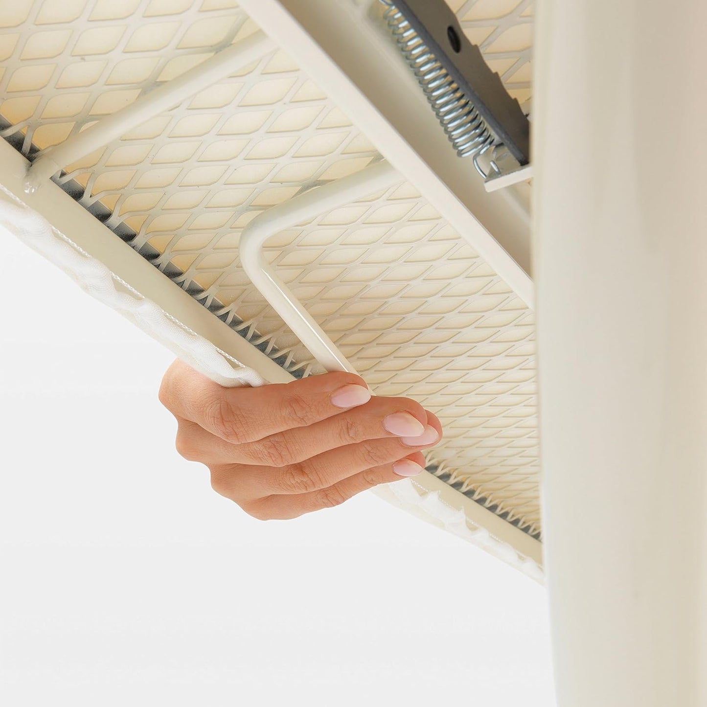 Brabantia Size B Ironing Board (49x15 in) 7 Height Options, Adjustable Steam Iron Rest Holder (Ecru) Non-Slip Feet, Anti-Collapse Child Locks