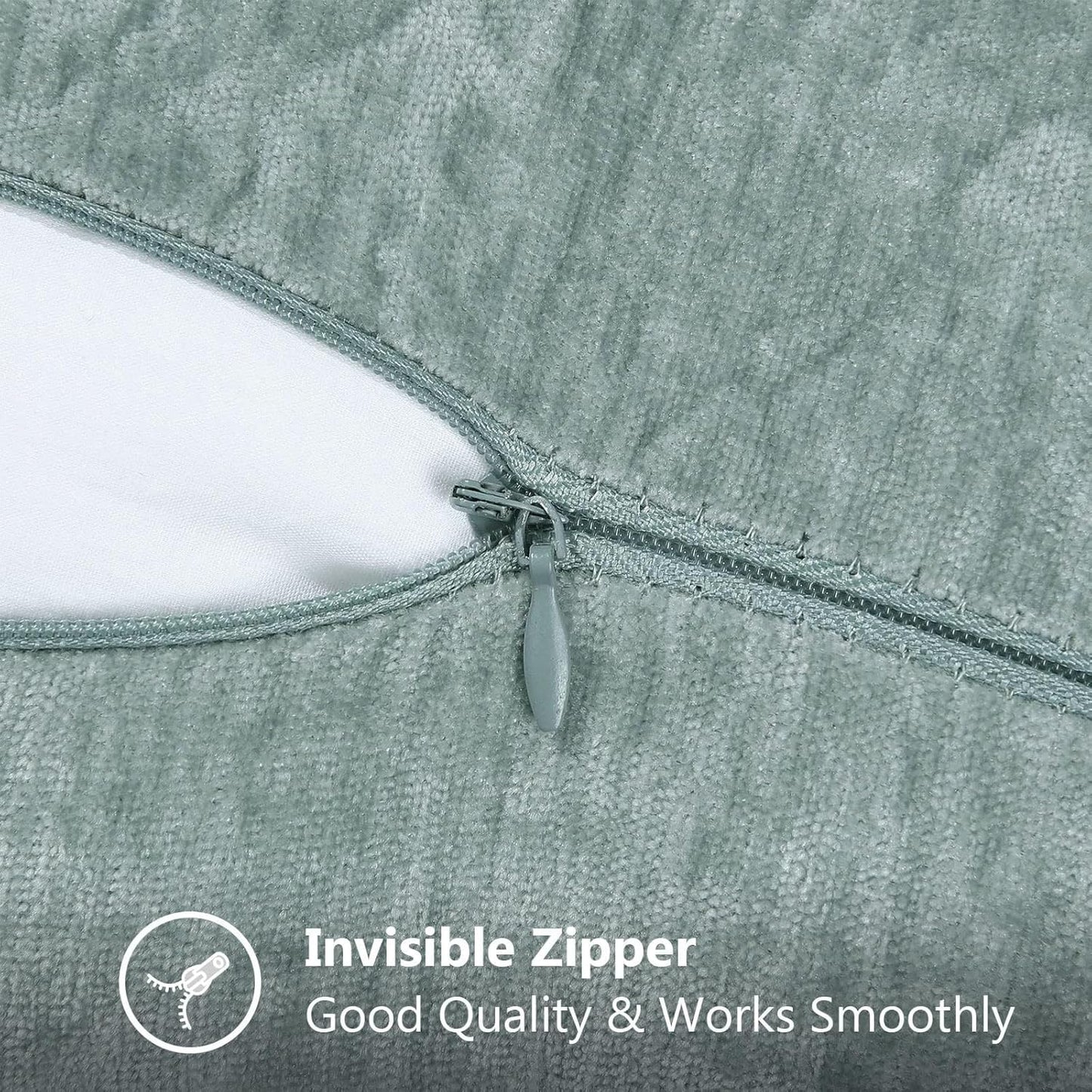 decorUhome Chenille Soft Throw Pillow Covers 16x16 Set of 2, Farmhouse Velvet Neutral Decorative Euro Pillow Covers with Stitched Edge for Couch Sofa Bed Home Decor, Aqua Haze