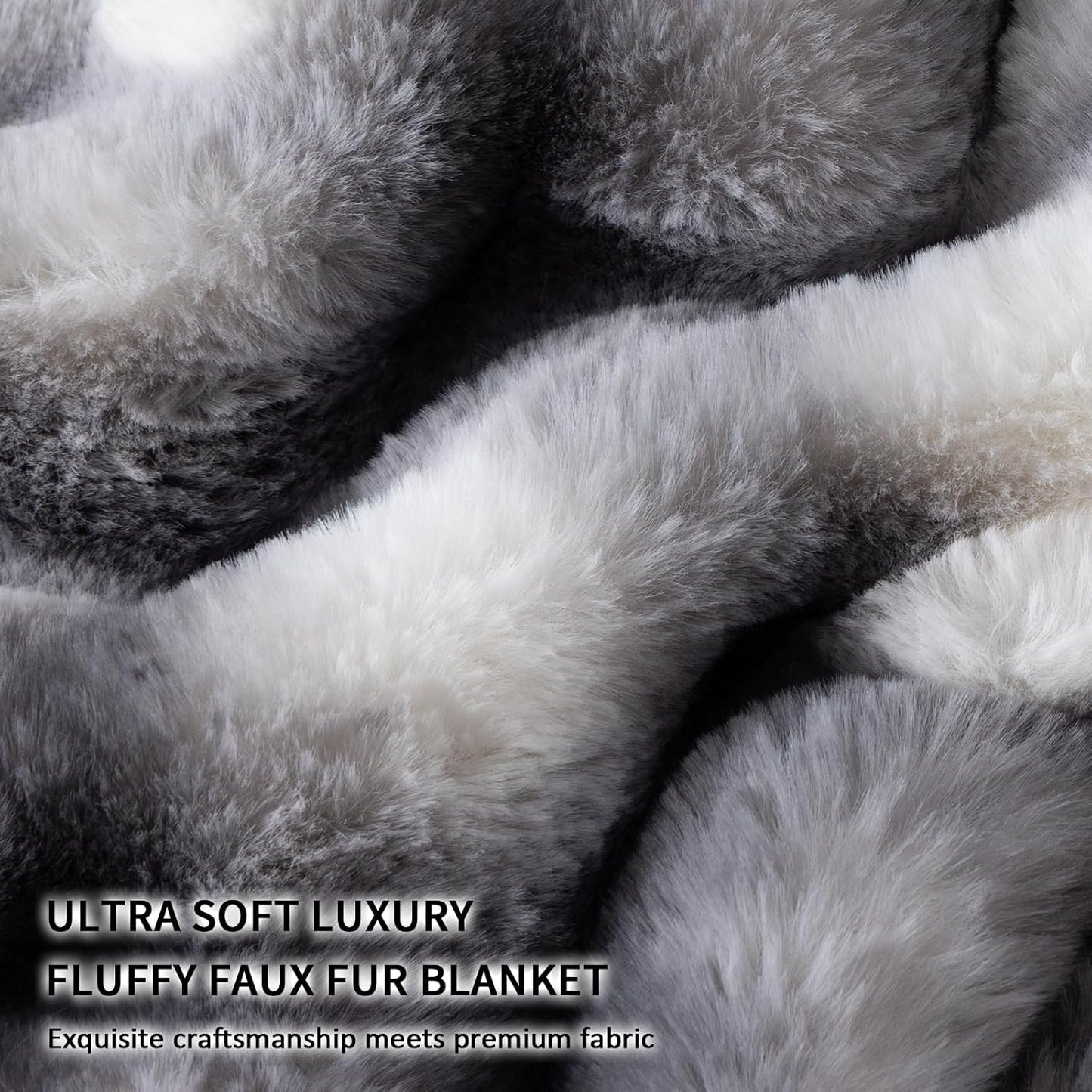 Cozy Faux Fur Throw Blanket for Bed Warm Fuzzy Throw Blanket, Soft Plush Thick Bubble Blankets for Bedroom and Living Room, Furry Luxury Blanket, 60 x 80,Tie-Dye Grey
