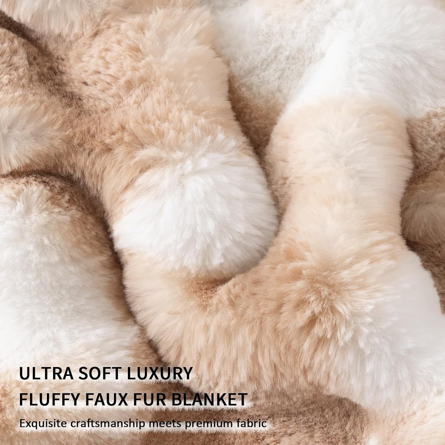 Cozy Faux Fur Throw Blanket for Couch-Warm Fuzzy Throw Blanket, Soft Plush Thick Bubble Blankets for Bedroom and Living Room, Furry Luxury Blanket, 50 x 60, Tie-Dye Brown