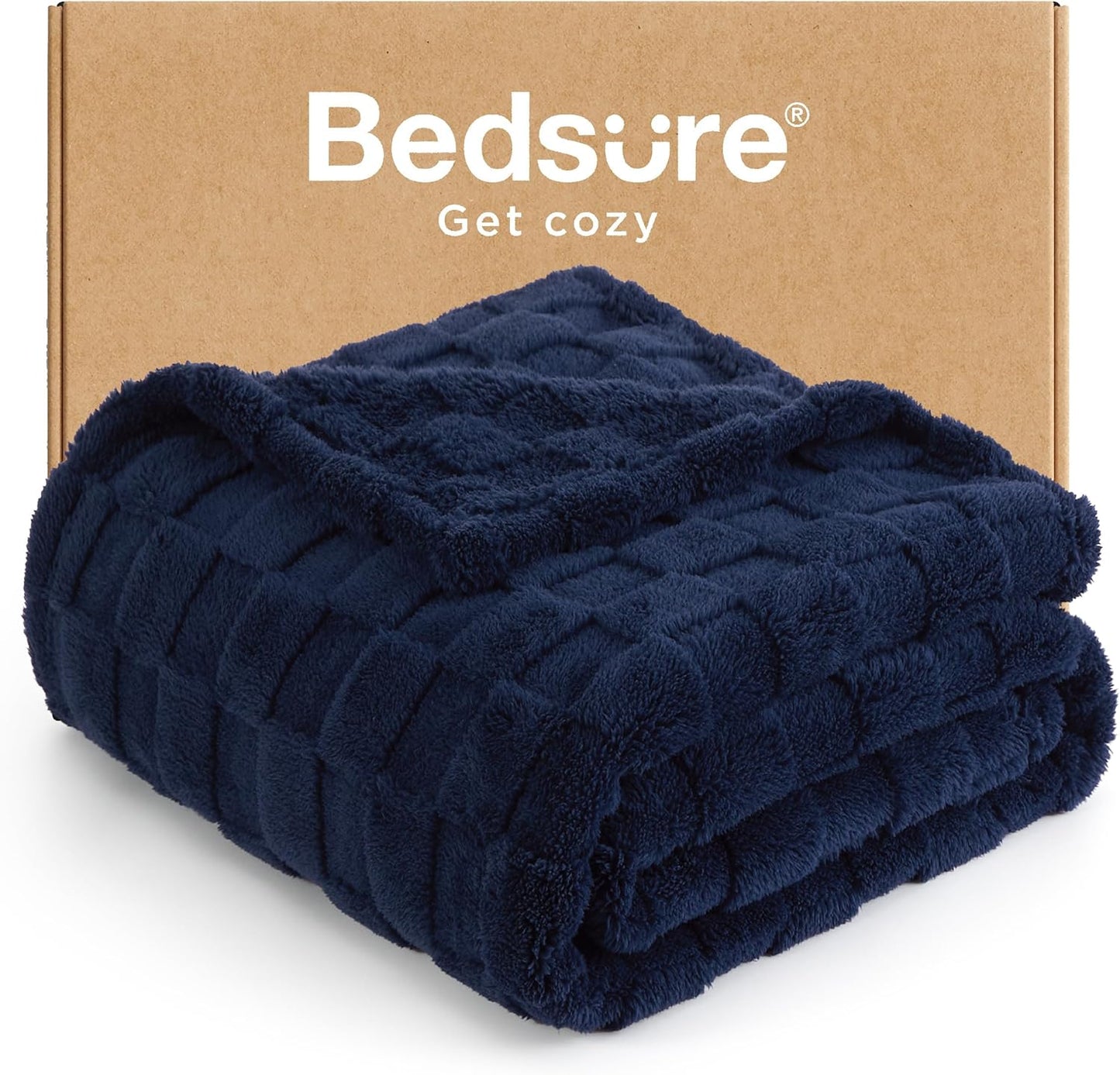 Bedsure GentleSoft Twin Blanket for Bed Navy Blue - Super Soft Cozy Blankets for Women Men Girls, Cute Fuzzy Fleece Throws for Bedroom Couch, 60x80 Inches