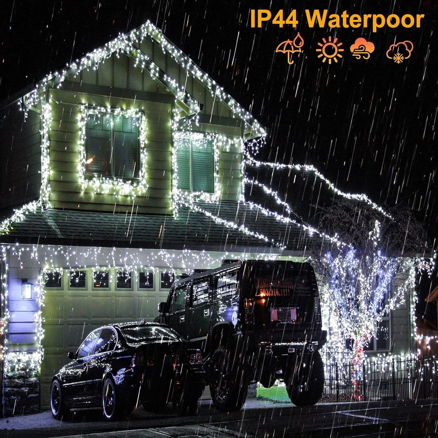 99ft Icicle Lights for Outside, White Christmas Lights Outdoor Indoor, 1216 LED Twinkle String Light with 228 Drops Short Curtain Lights for Thanksgiving Room Home Wall Bedroom Window Tree Decorations