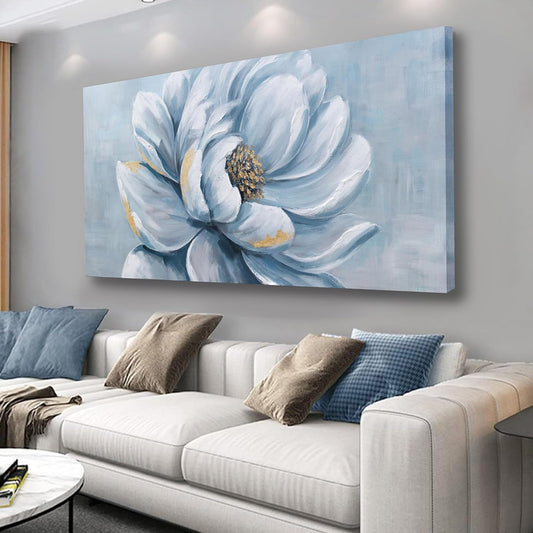 Belmrxne Floral Wall Art Blue and White Wall Decor Modern funky Canvas Painting Minimalist Artwork for Living Room Bedroom Dining Room Office Home Decor Aesthetic 20x40inch