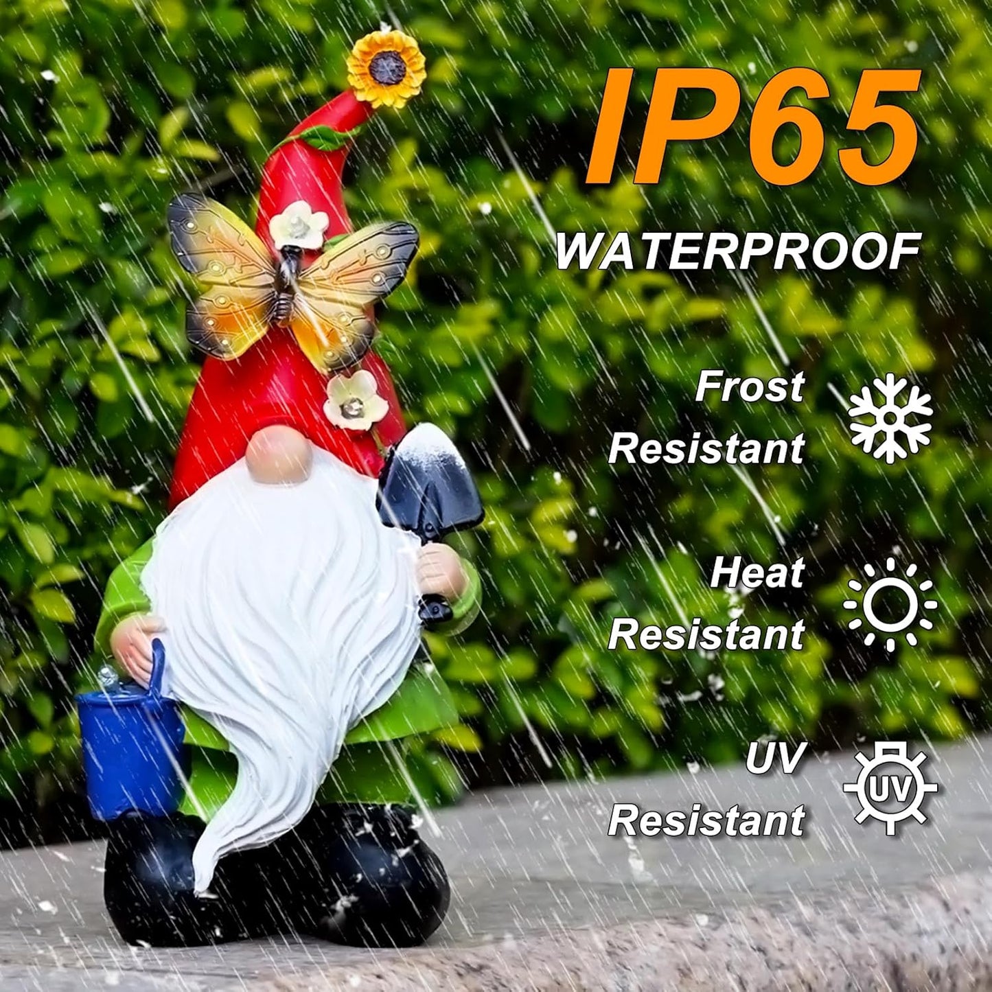 Gnomes Garden Statues Decor, Solar Waterproof Large Gnome with LED Lights Funny Garden Sculptures Outdoor Patio Yard Decorations Lawn Ornaments Gifts for Women Mom