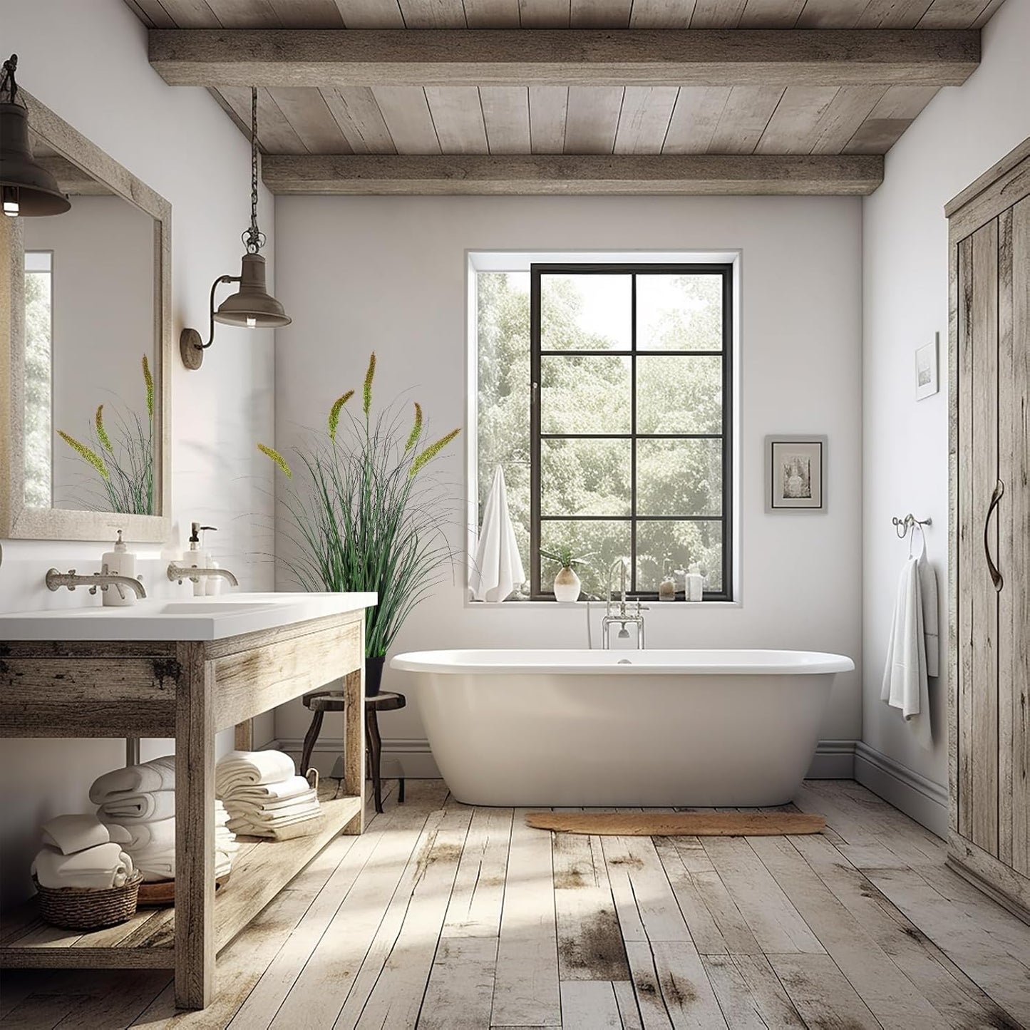 Green Onions Fake Plants,Artificial Plants Indoor, Fake Grass Decor Green Plant Fake Outdoor Flowers Fake Succulents,Artificial Tall Grass Plants with Pots House Decorative(36“ 1 Pack)