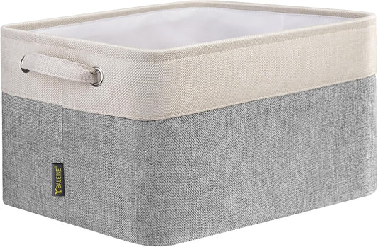 BALEINE 1 Pack Fabric Storage Bins for Shelves, Linen Storage Baskets for Organizing, Decorative Closet Bins for Clothes, Home (Grey, 12"x8"x8")