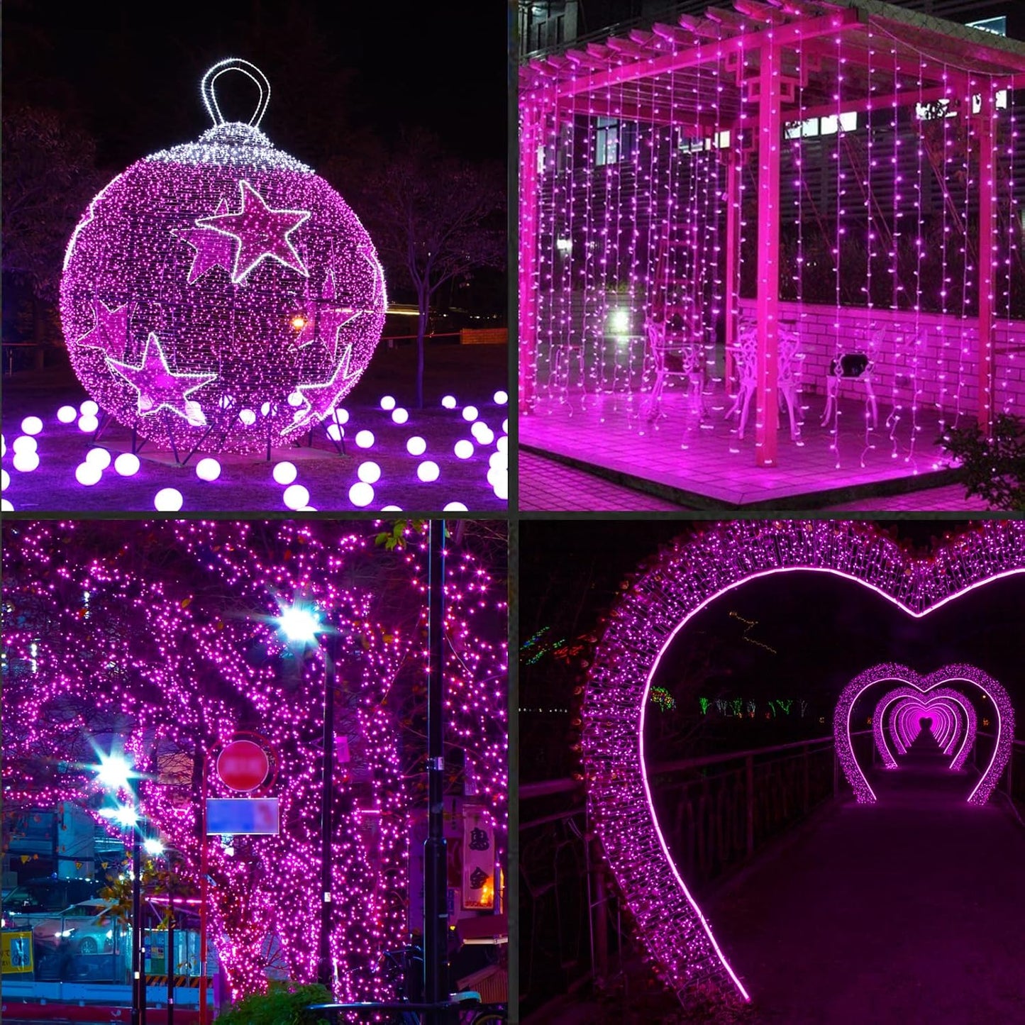 100Count (2pk of 50L) String Lights, LED Christmas Lights, 6" SPACING,Green Wire,Pink