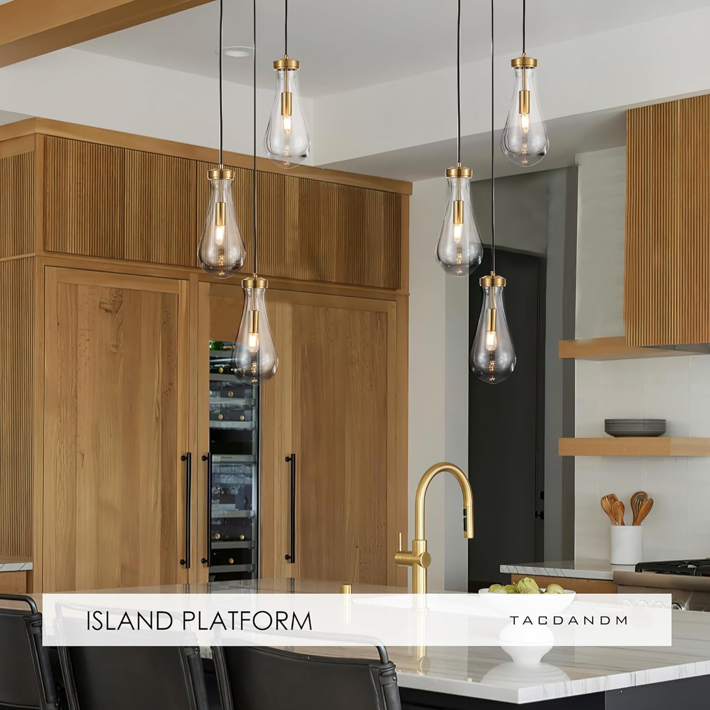 3-Light Raindrop Pendant Light Fixtures, Brass Glass Pendant Lighting, Teardrops Modern Hanging Light for Entryway Foyer Kitchen Island Dining Living Room Hallway