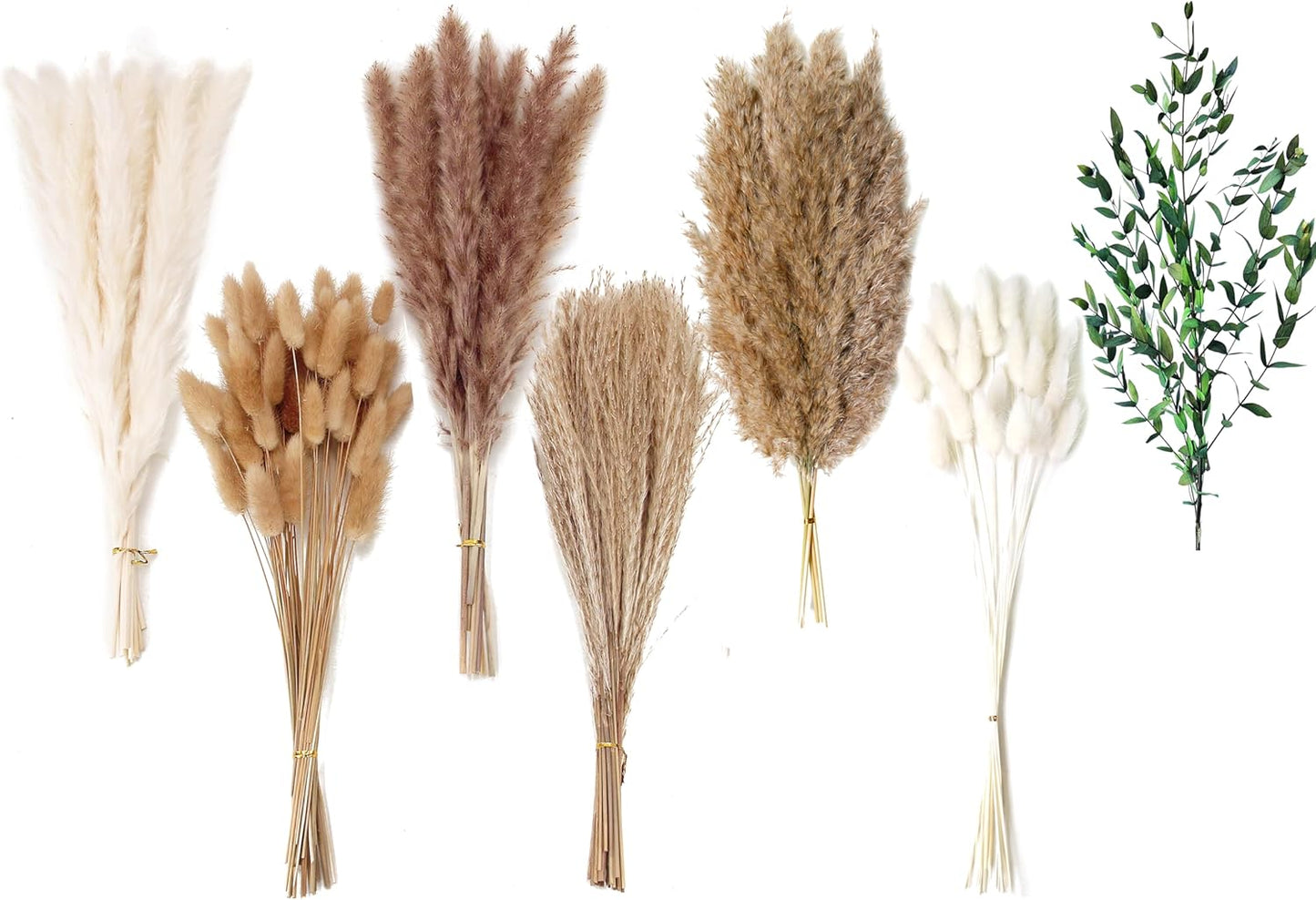 123 PCS Dried Flower Bouquet – Pampas Grass, Floral Decor for Home, Wedding, and Boho Style | Perfect for Vases, Fall, Spring, Summer, and Winter Arrangements