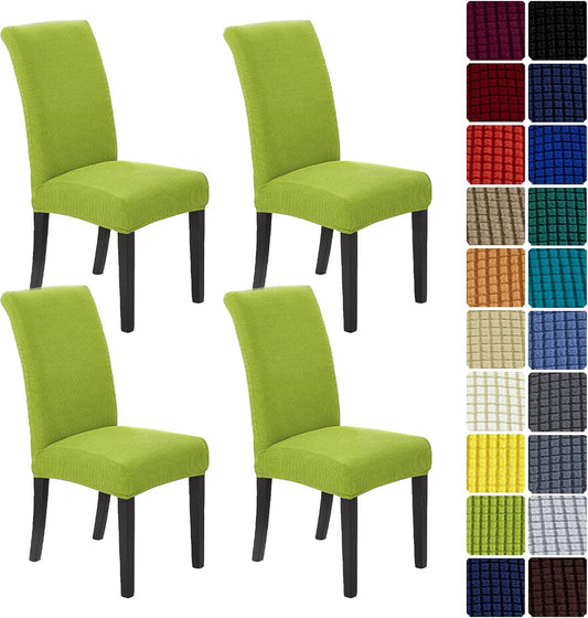 Howhic Chair Covers for Dining Room Set of 4, Stretchy Dining Chair Covers, Textured Jacquard Kitchen Chair Slipcovers, Classy Decor for Home and Banquet (Apple Green, 4 Pack)