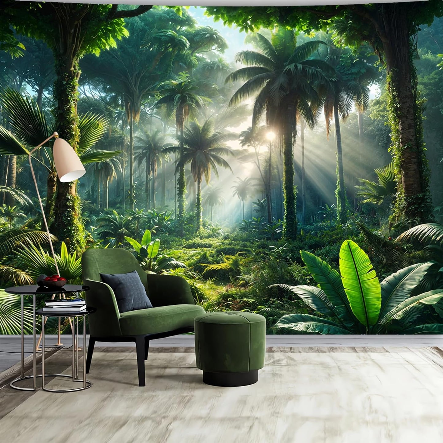 BSFHH Nature Tapestry Forest Tree Sea Cave Wall Hanging, Stream Through Rainforest Landscape Wall Art Tapestry for Bedroom Living room (Rainforest, 79"×59", Unframed)