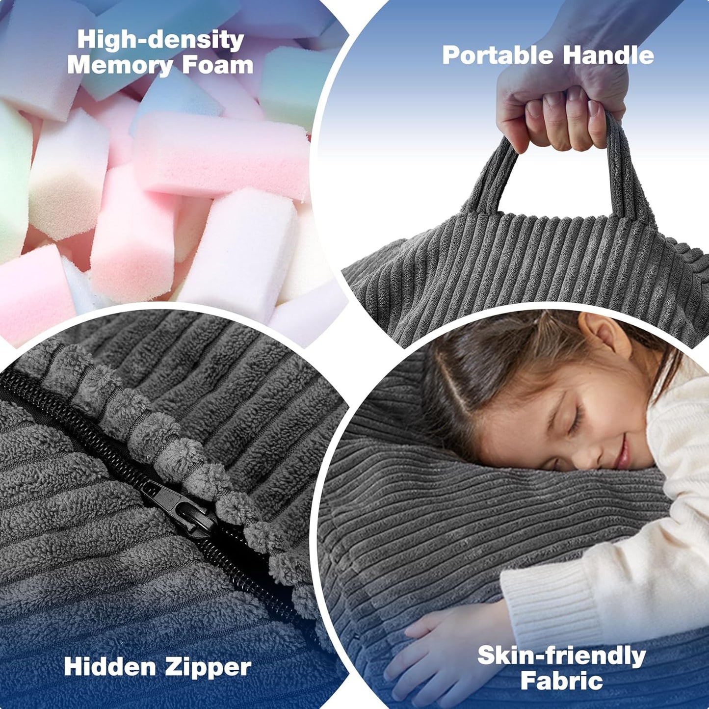 Hobestluk 4.5FT Bean Bag Chair Giant Bean Bag Chair with Filler Included Adult Bean Bag Chairs with Removable Cover for Bedroom Living Room - (Jumbo, Grey)