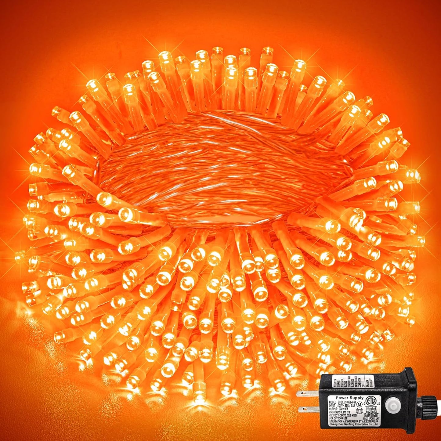 800 LED Orange Lights for Halloween, 262 FT Halloween Lights Indoor Outdoor Clear Wire with 8 Modes, Plug in Waterproof Orange String Light for Christmas Tree Party Thanksgiving Decorations