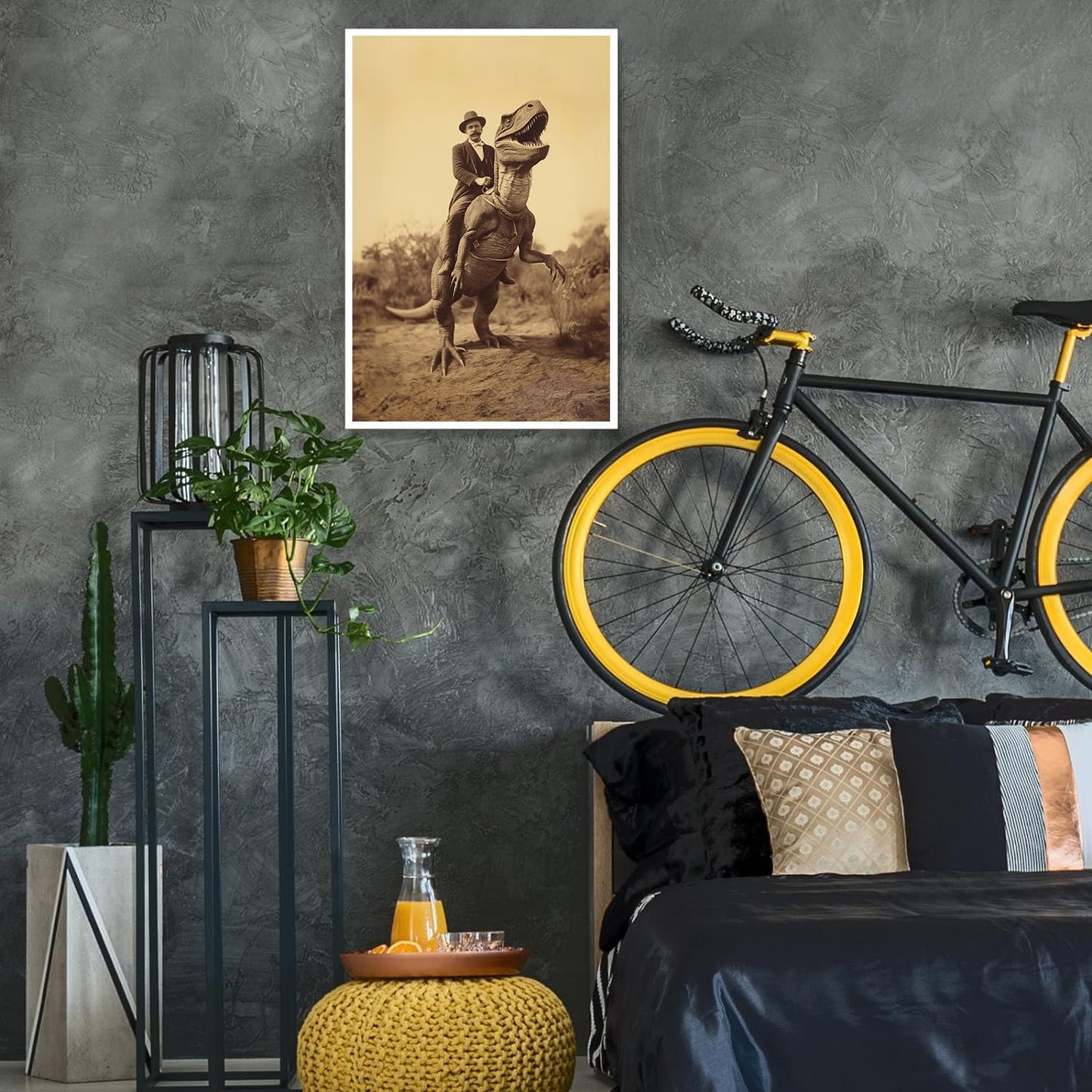 Generic Goth Decor Antiqued Wicca Art Poster Dark Academy Dinosaur And Cowboy Canvas Wall Art Horror Posters Spooky Indoor Art Family Bedroom Office Space Decor 12X16inch Unframed